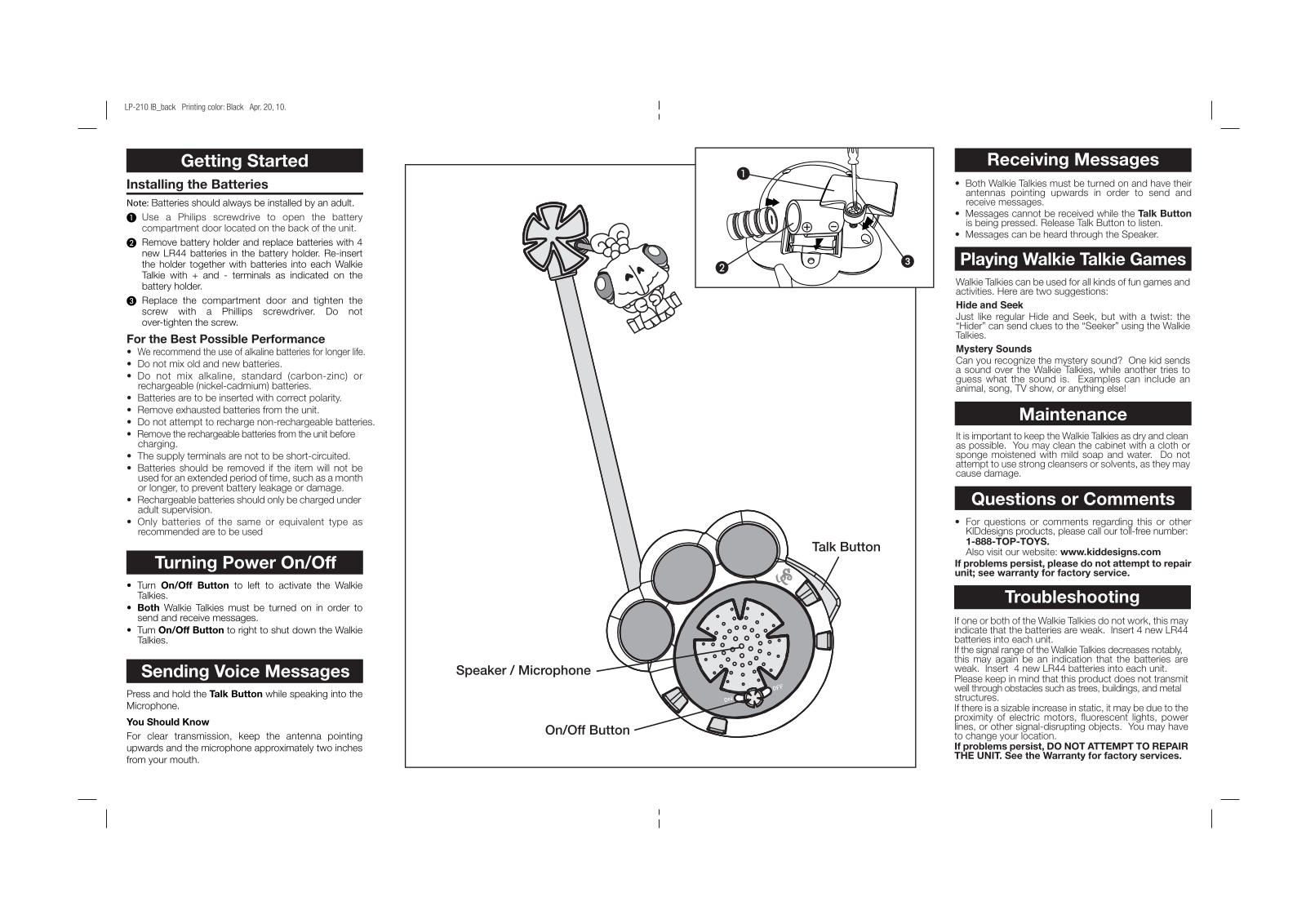 Kiddesigns LP210R, LP210 Users Manual