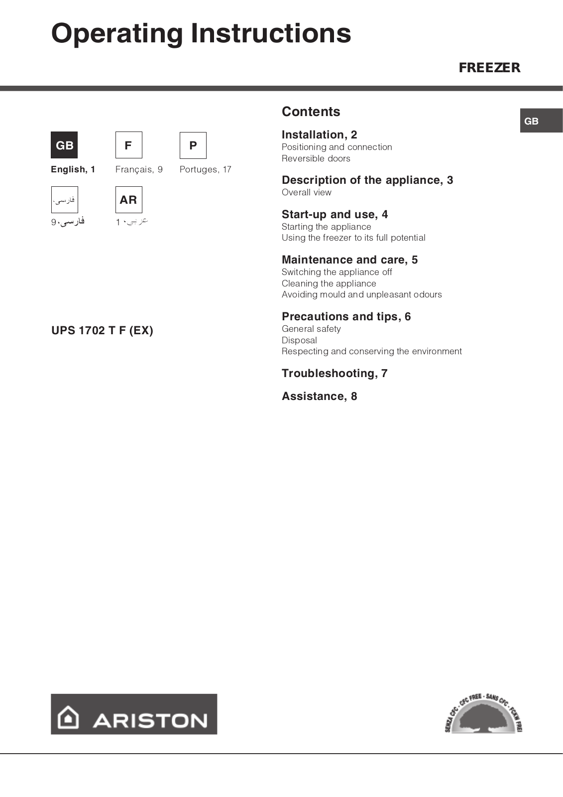 Hotpoint UPS 1702 T F User Manual