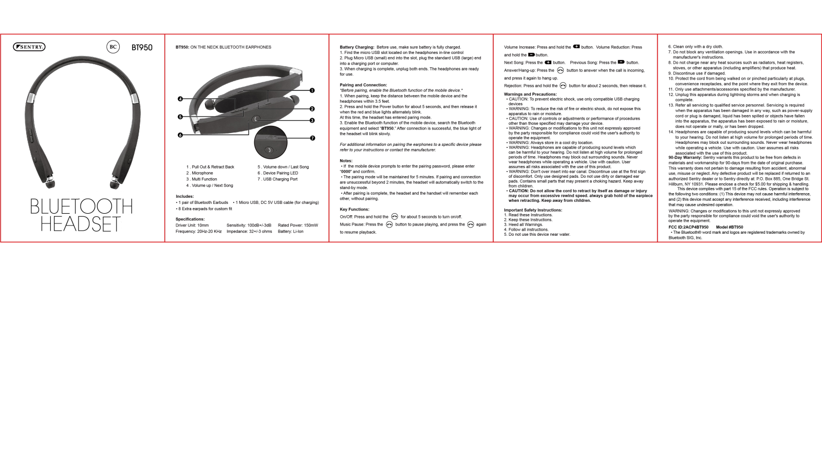 SENTRY BT950 User Manual