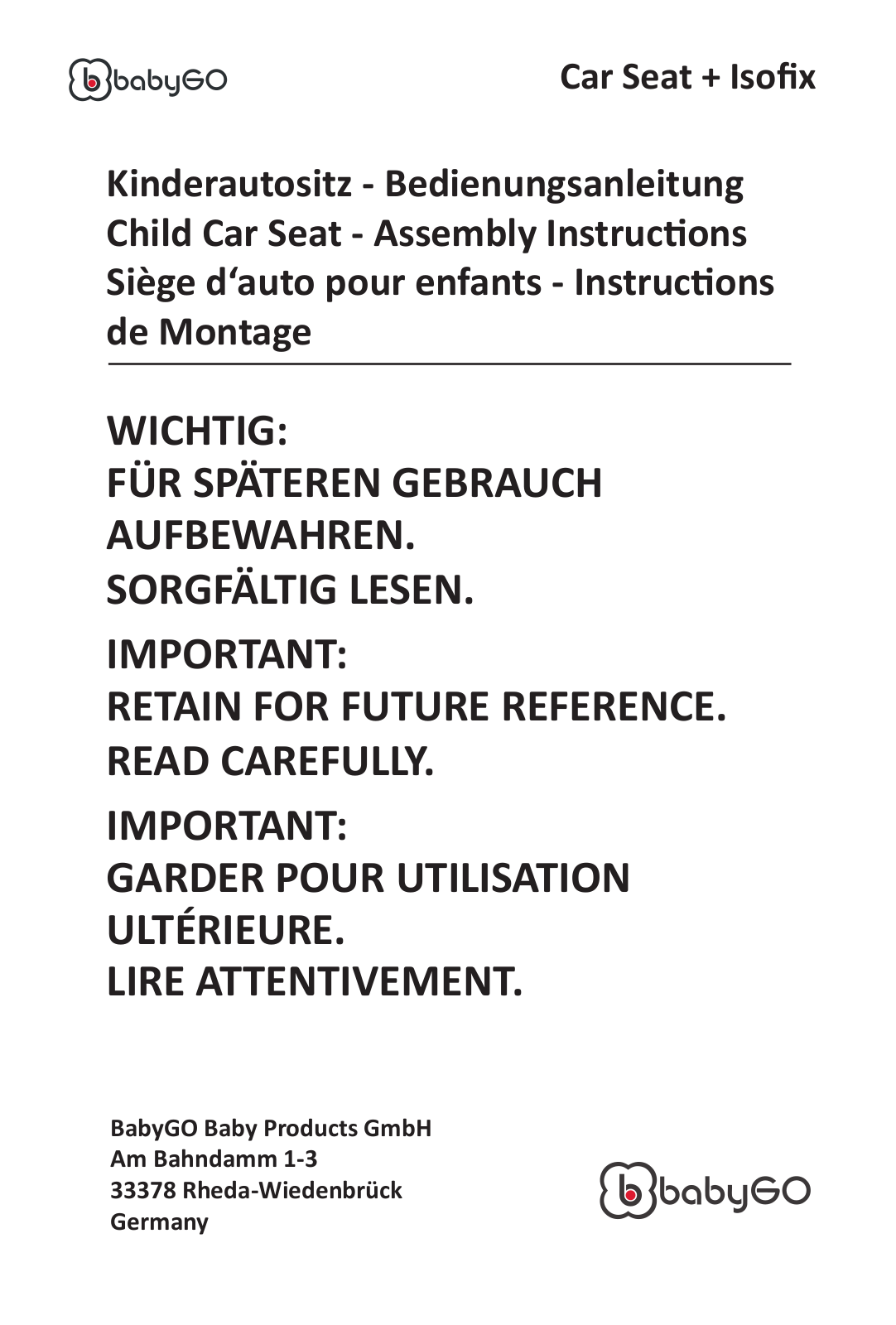 BabyGo Iso operation manual