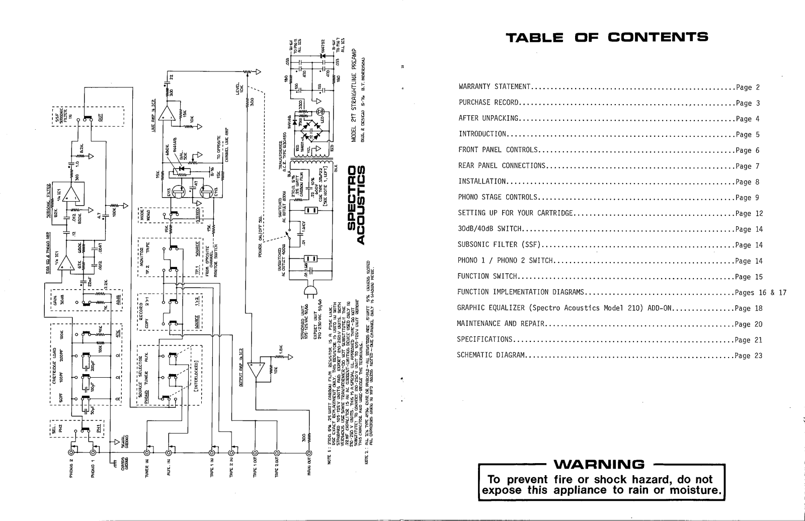 Spectro Acoustics 217R, 217 Service manual