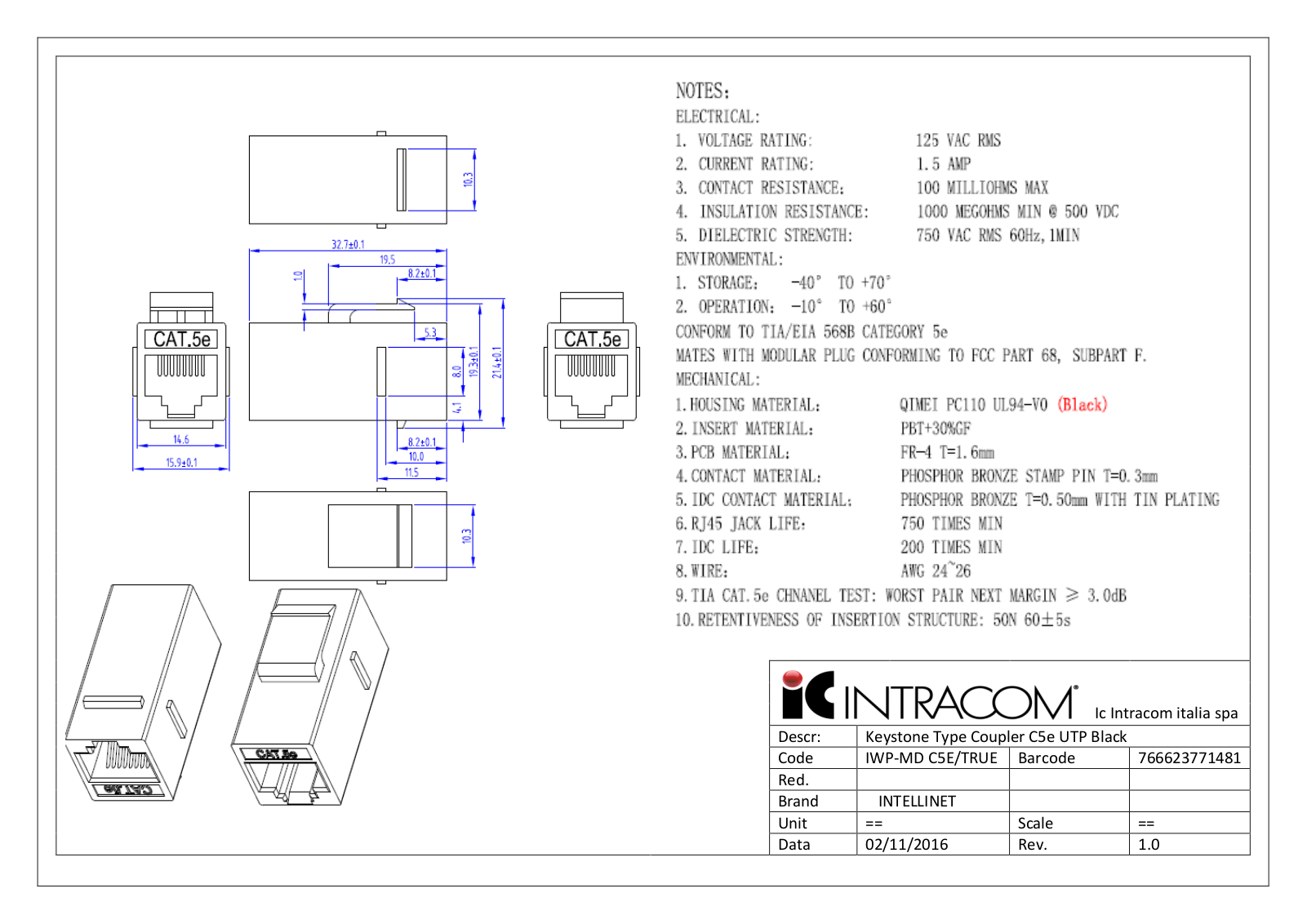 Intellinet IWP-MDC5E/TRUE Technical drawing - ManualMachine.com