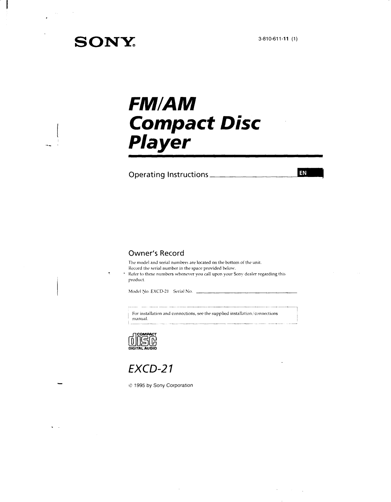 Sony EXCD21 Operating Manual