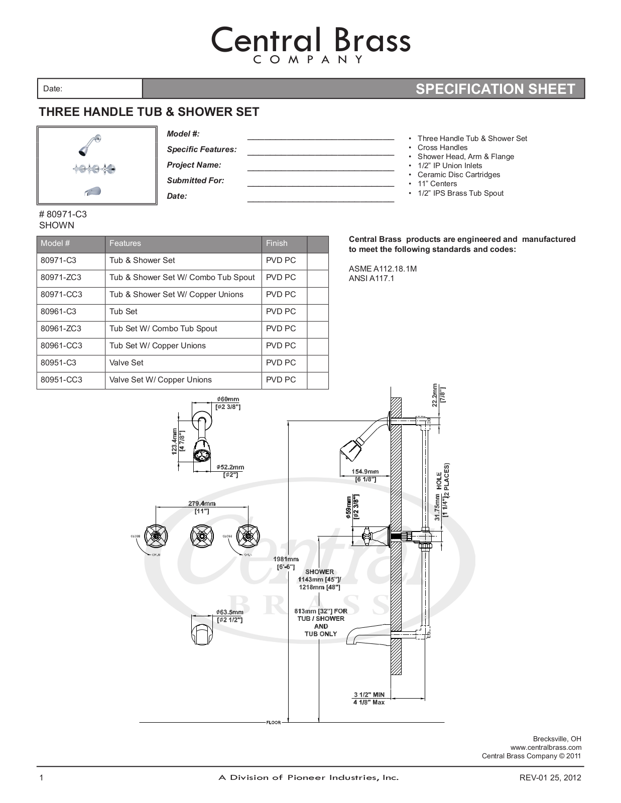 CENTRAL BRASS 80951-CC3 User Manual - ManualMachine.com