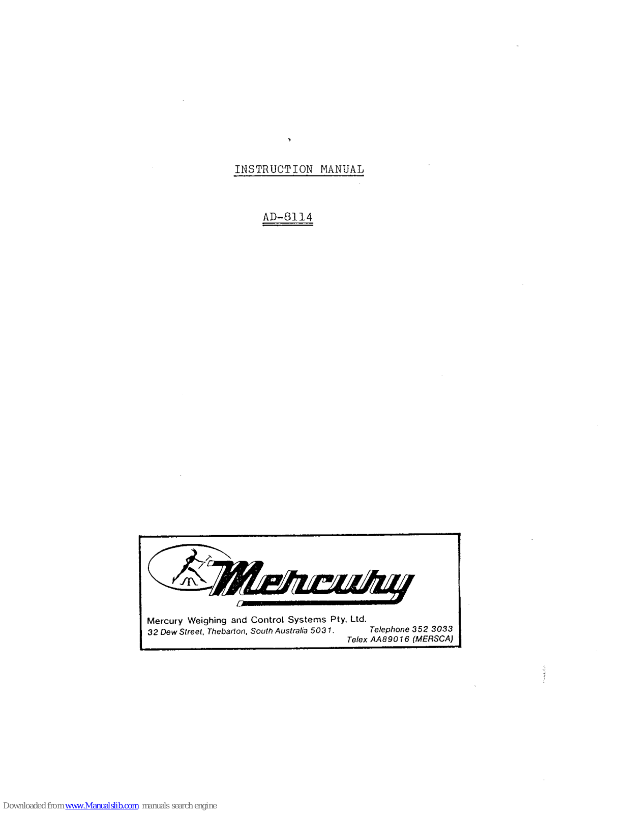 Mercury AD-8114 Instruction Manual