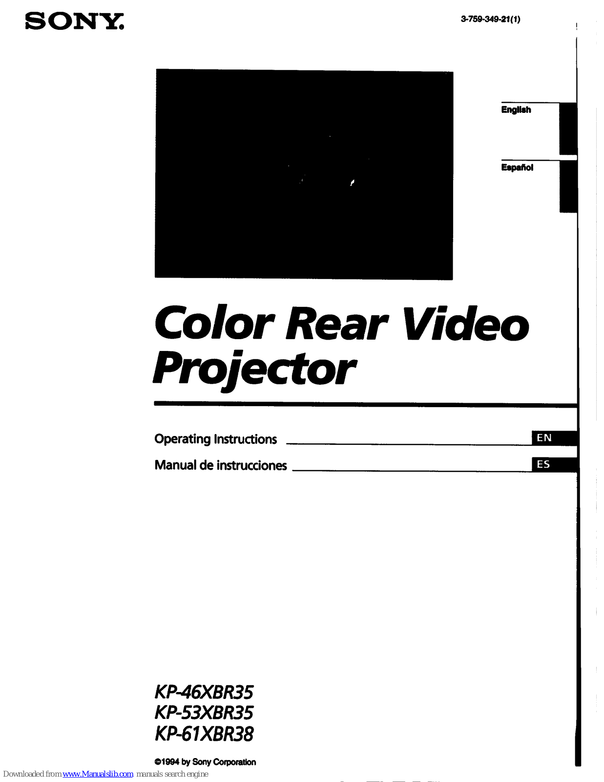 Sony KP-53XBR35, KP-61XBR38, KP-46XBR35 Operating Instructions Manual