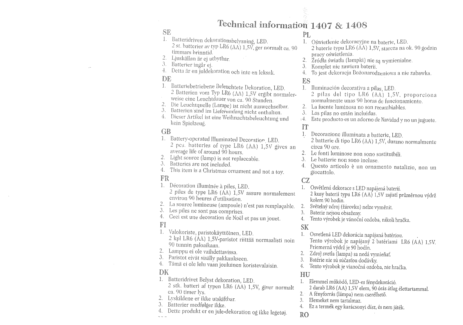 Konstsmide 1408 Technical specification