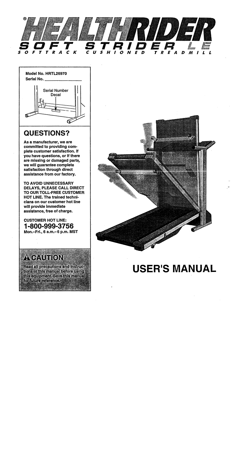 HealthRider HRTL26970 Owner's Manual