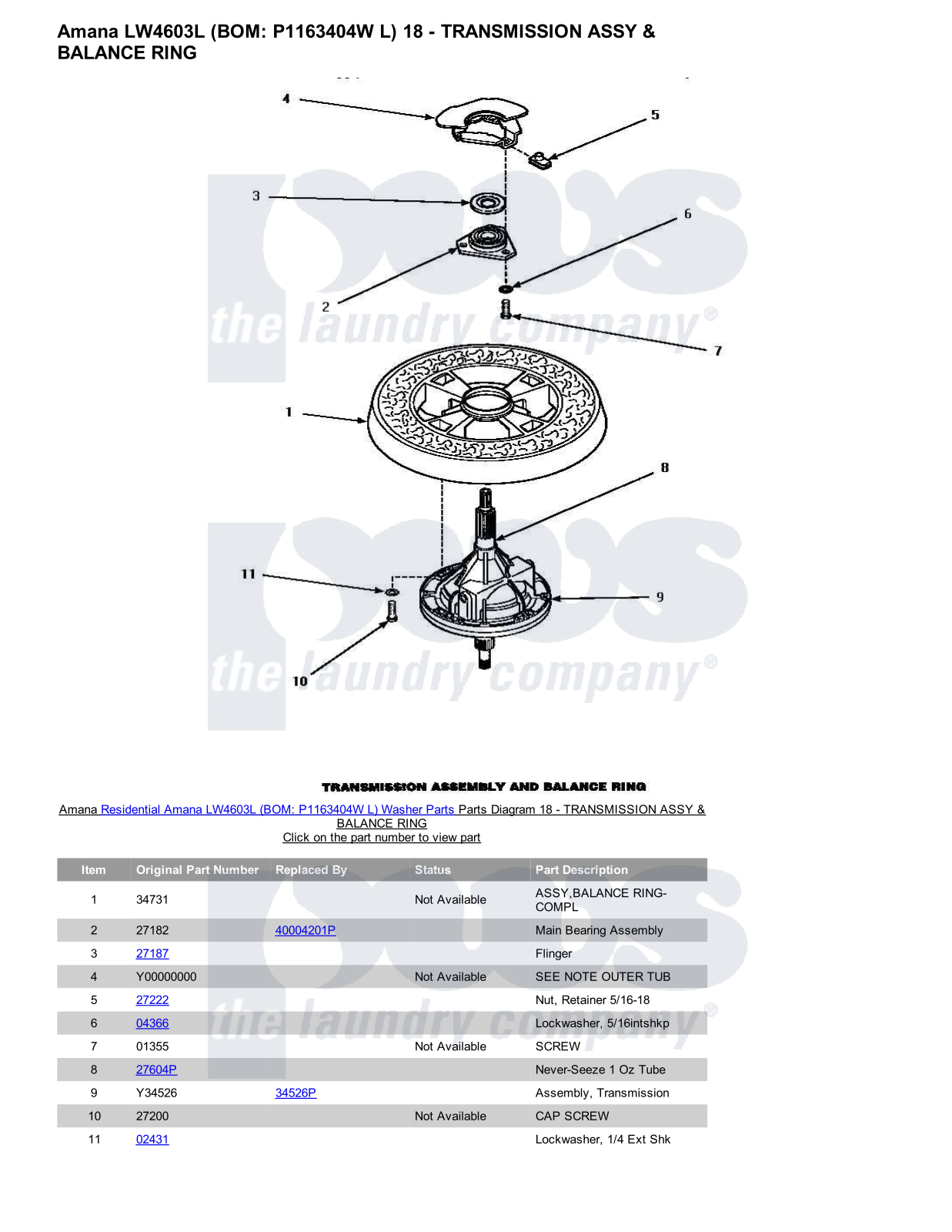 Amana LW4603L Parts Diagram