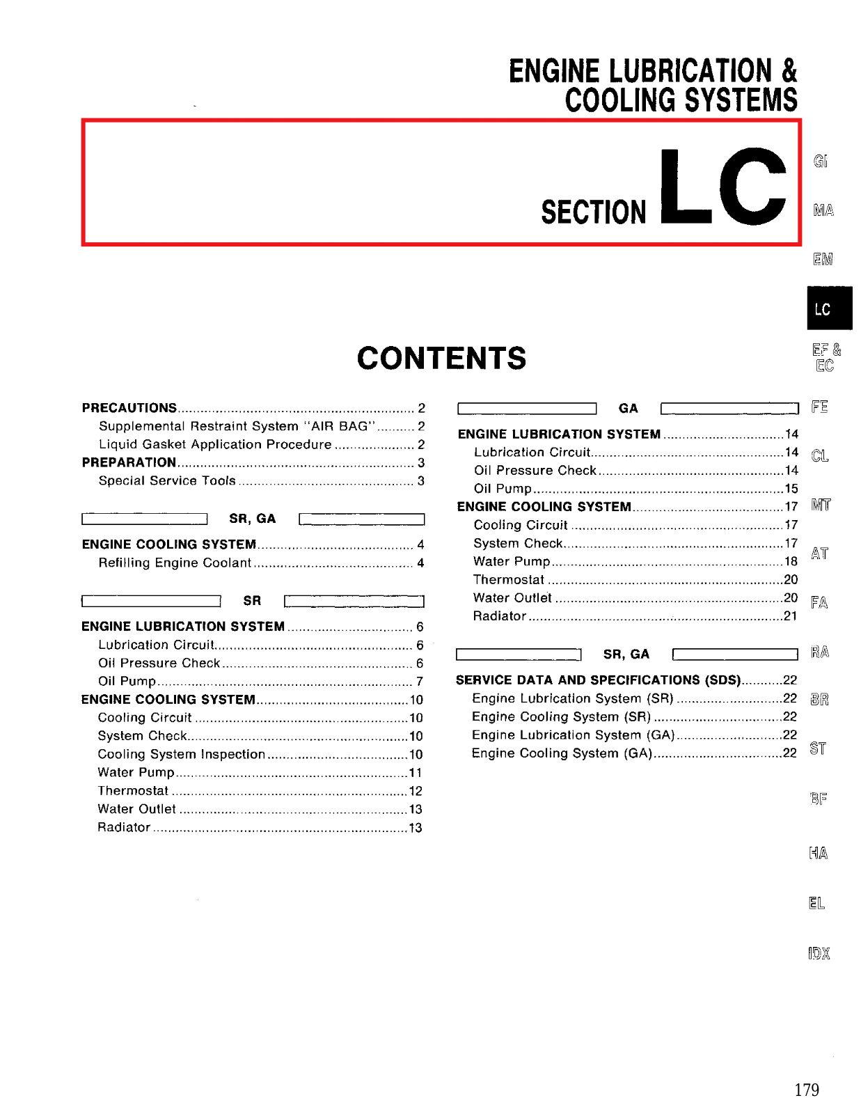 Nissan Sentra Cooling Systems  LC 1994 Owner's Manual