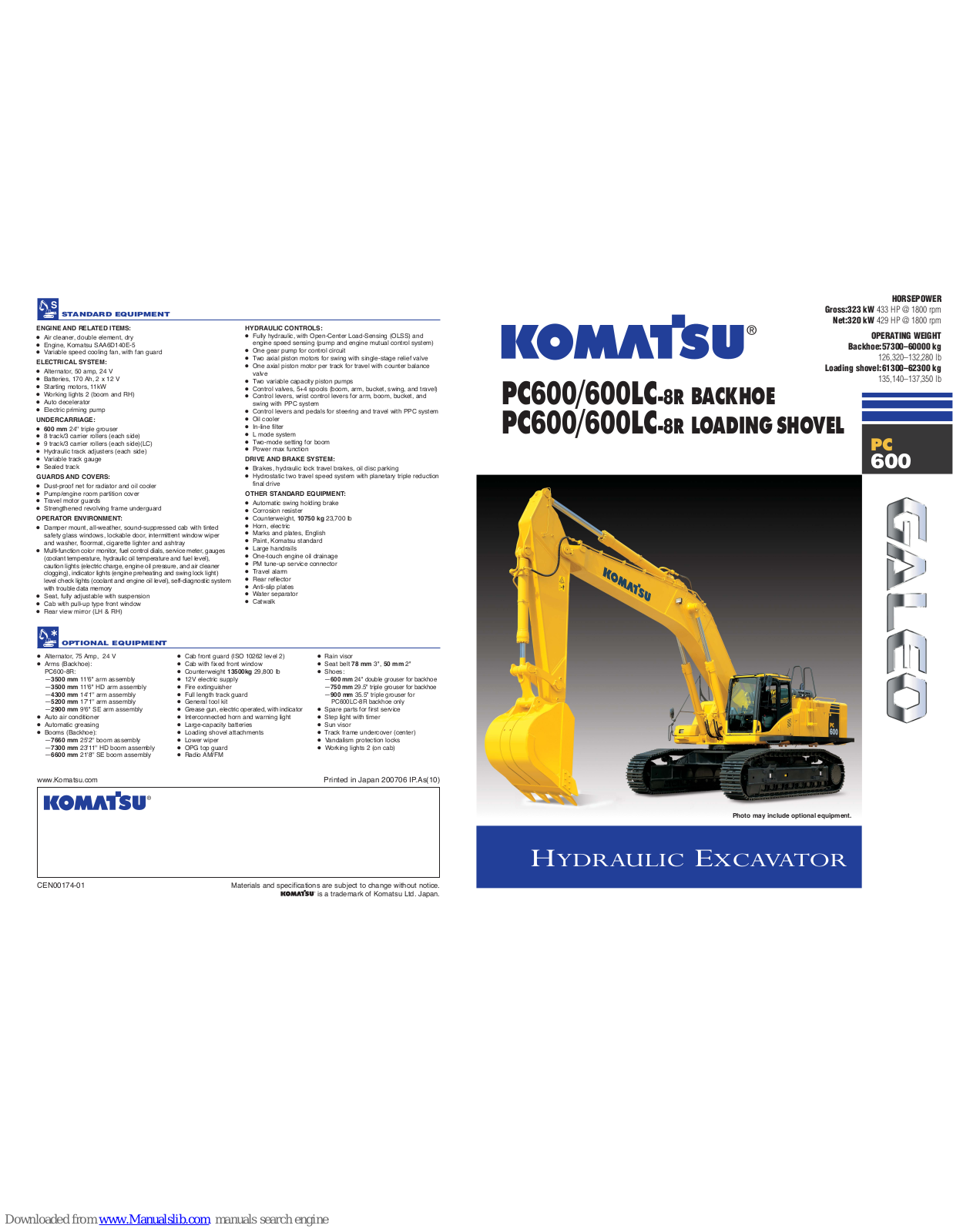 Komatsu PC600-8R User Manual