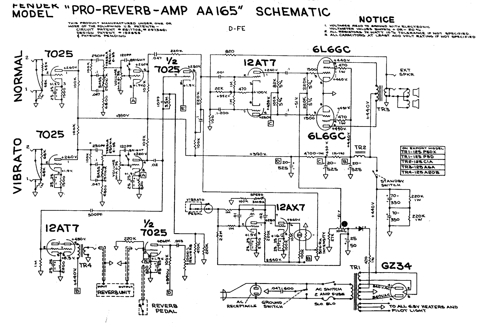 Fender Pro-AA165 Schematic