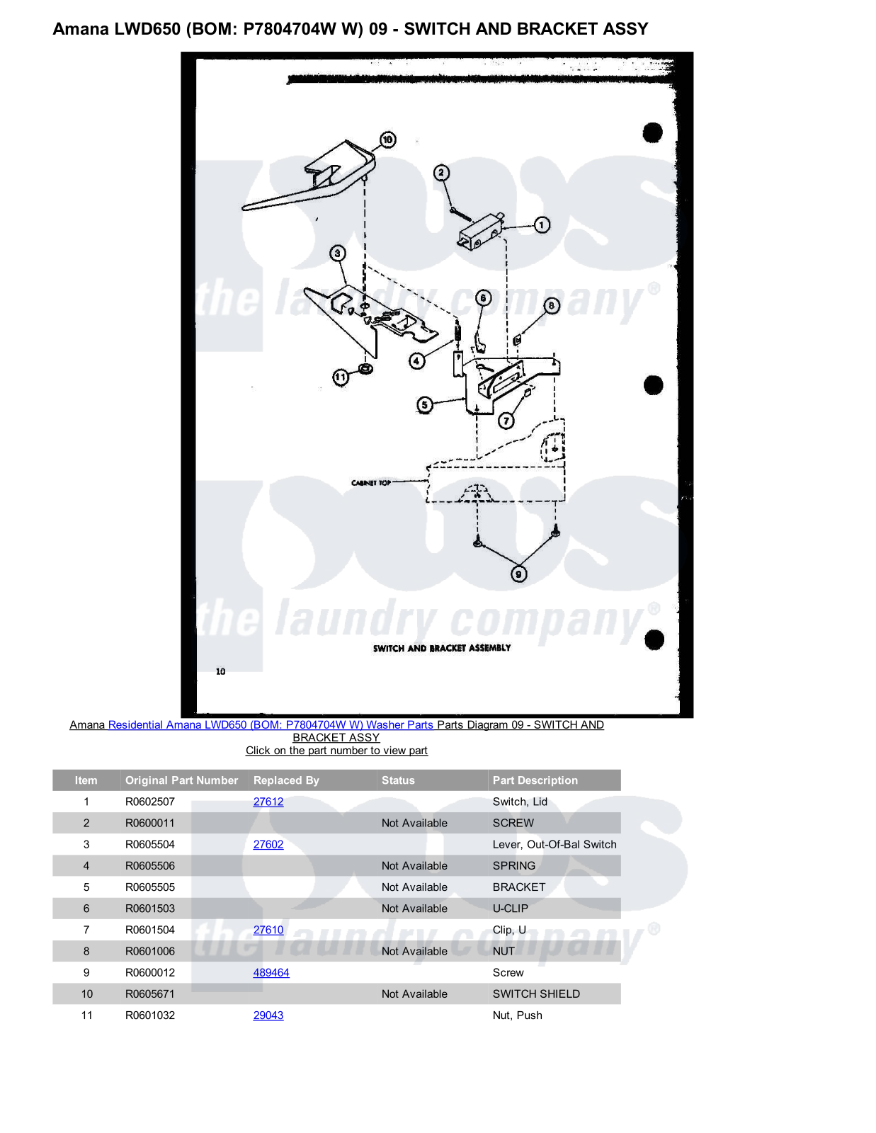 Amana LWD650 Parts Diagram