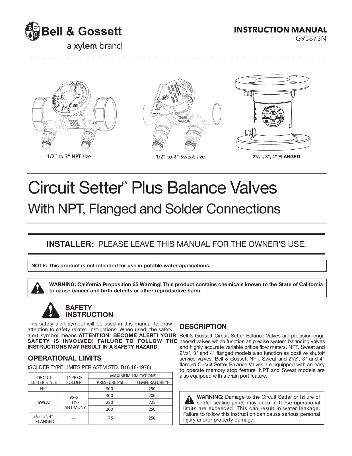 Bell & Gossett G95873N User Manual