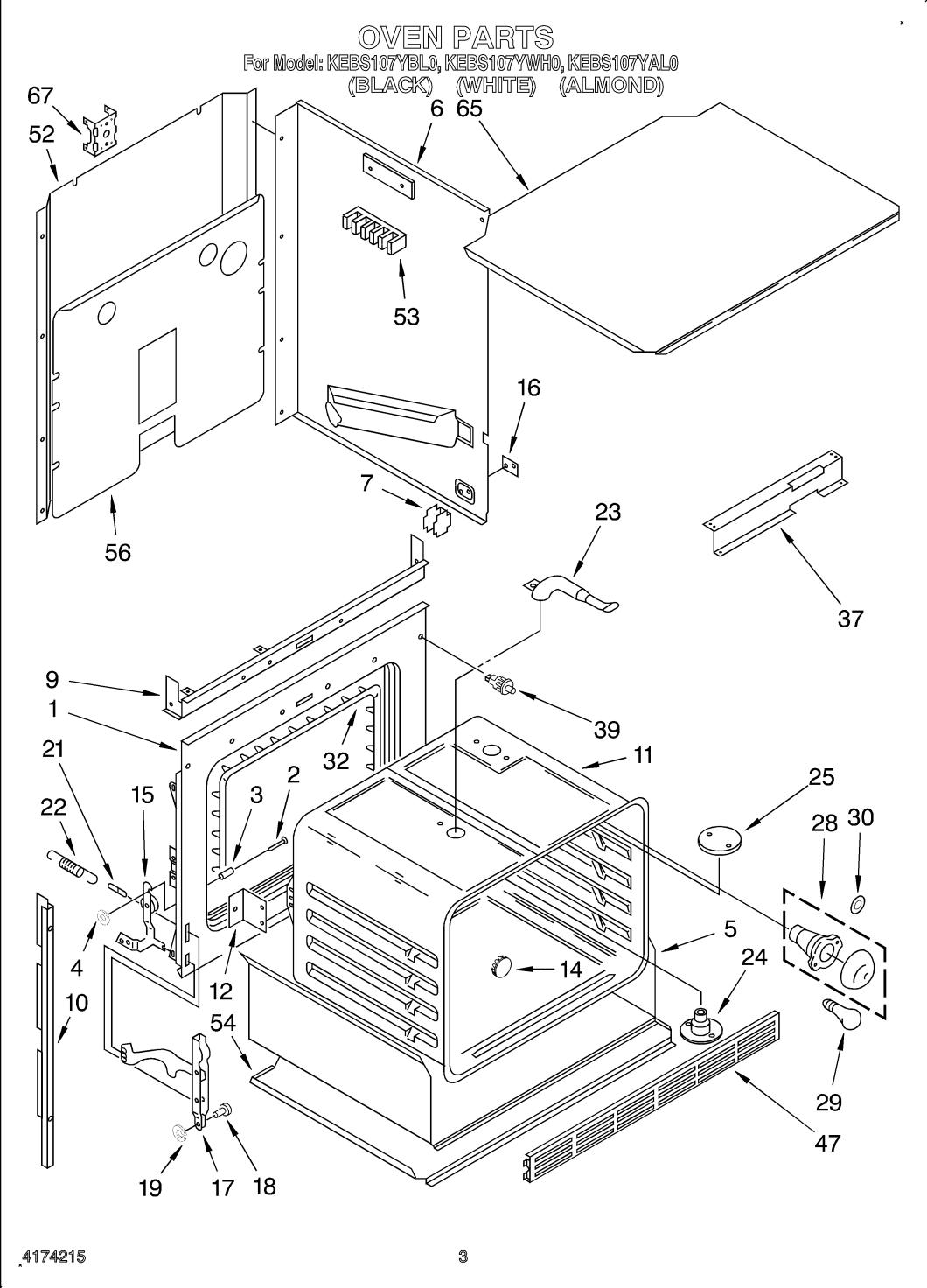 KitchenAid KEBS107YWH0 Parts List