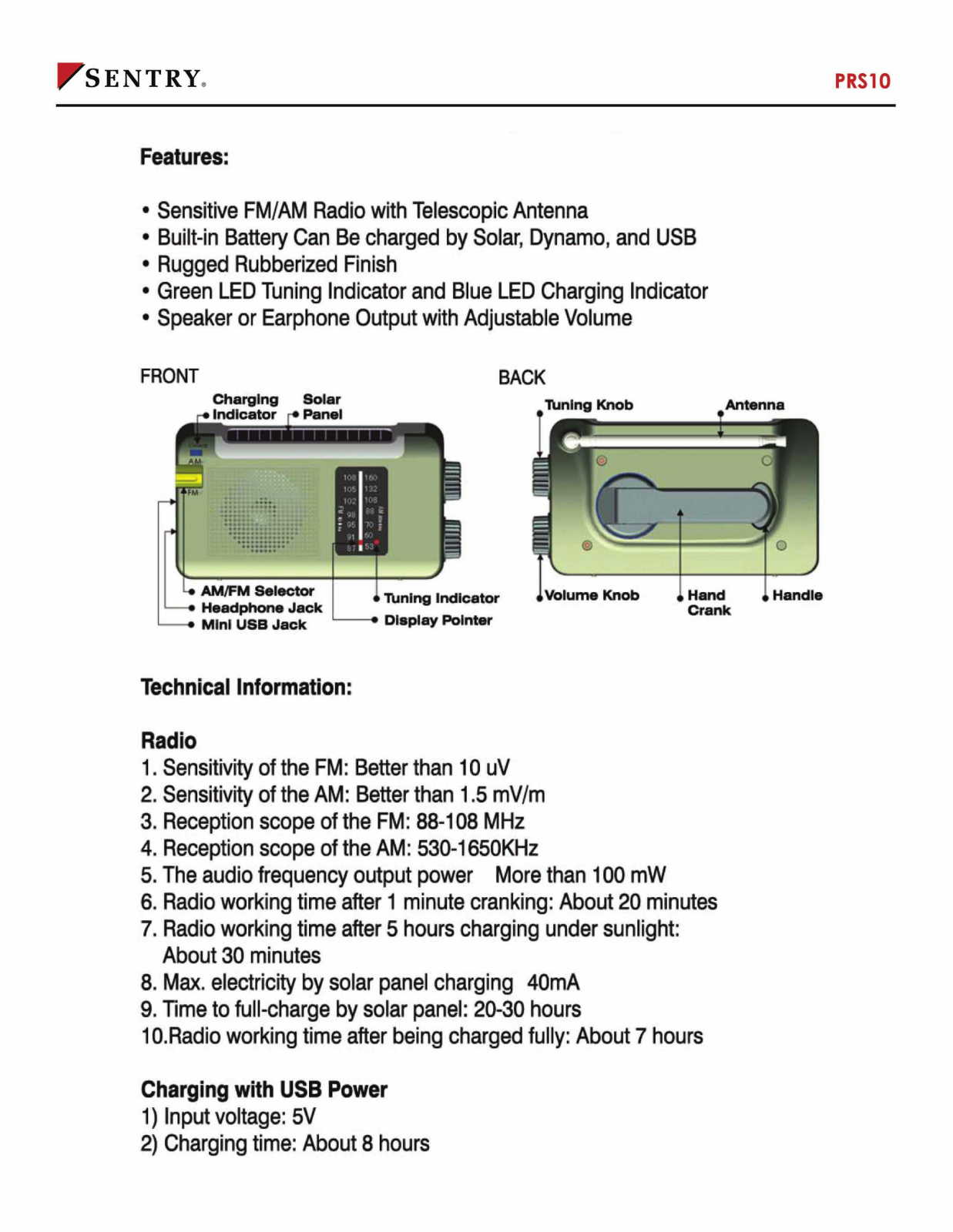 Sentry Industries PRS10 User Manual