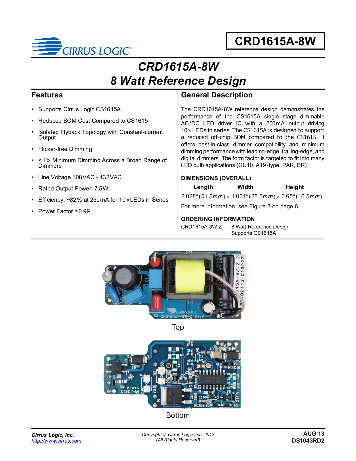 Cirrus Logic CRD1615A-8W User Manual