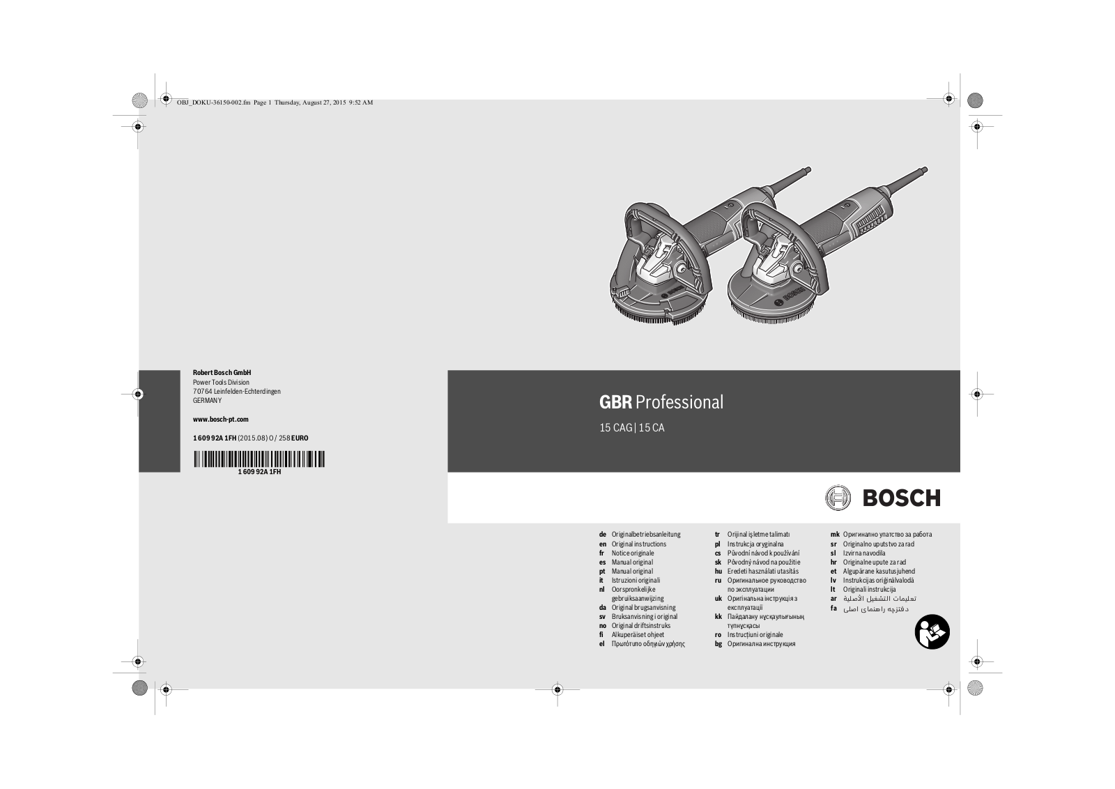 Bosch GBR 15 CA User Manual