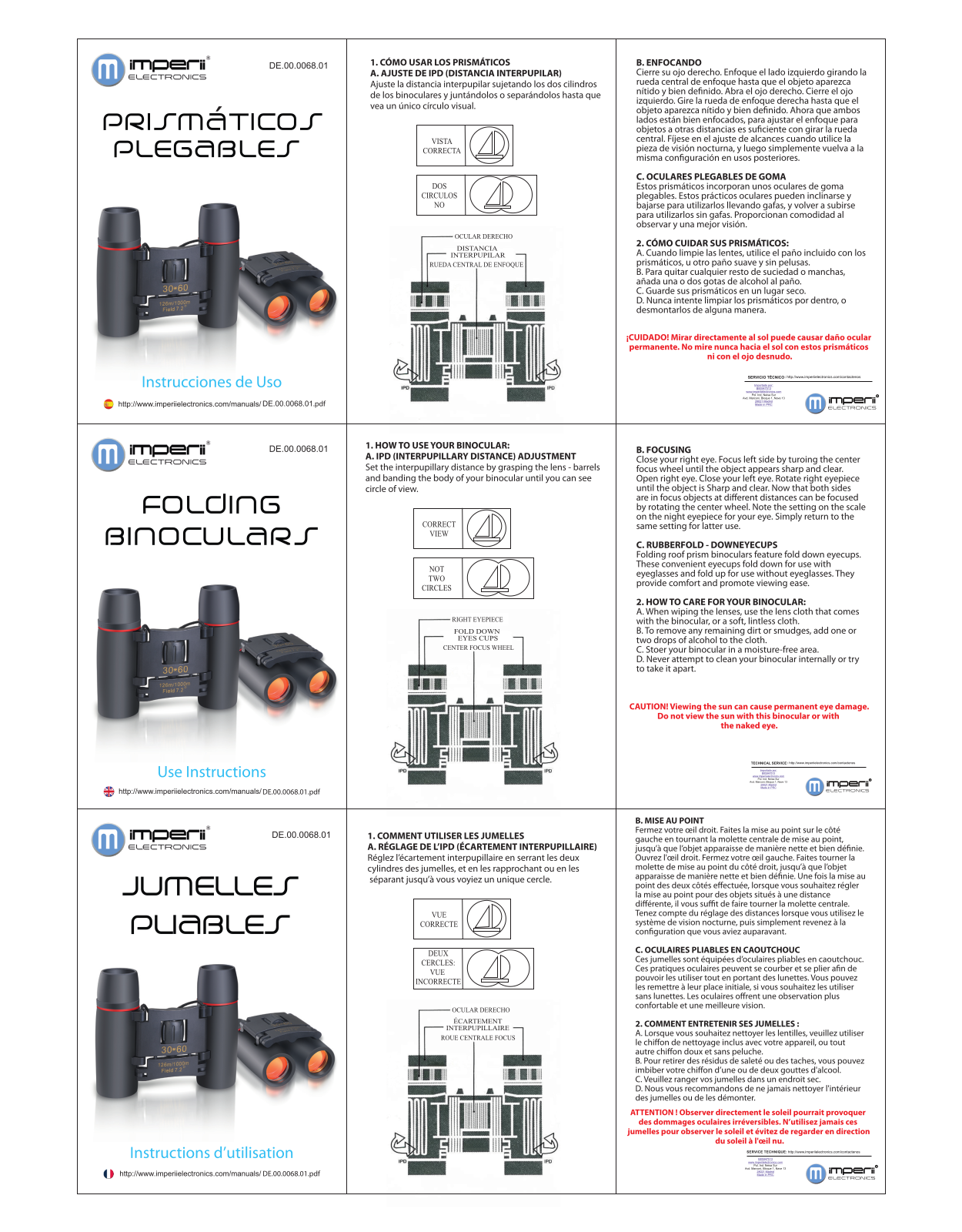 imperii electronics Folding Binoculars Instruction Manual