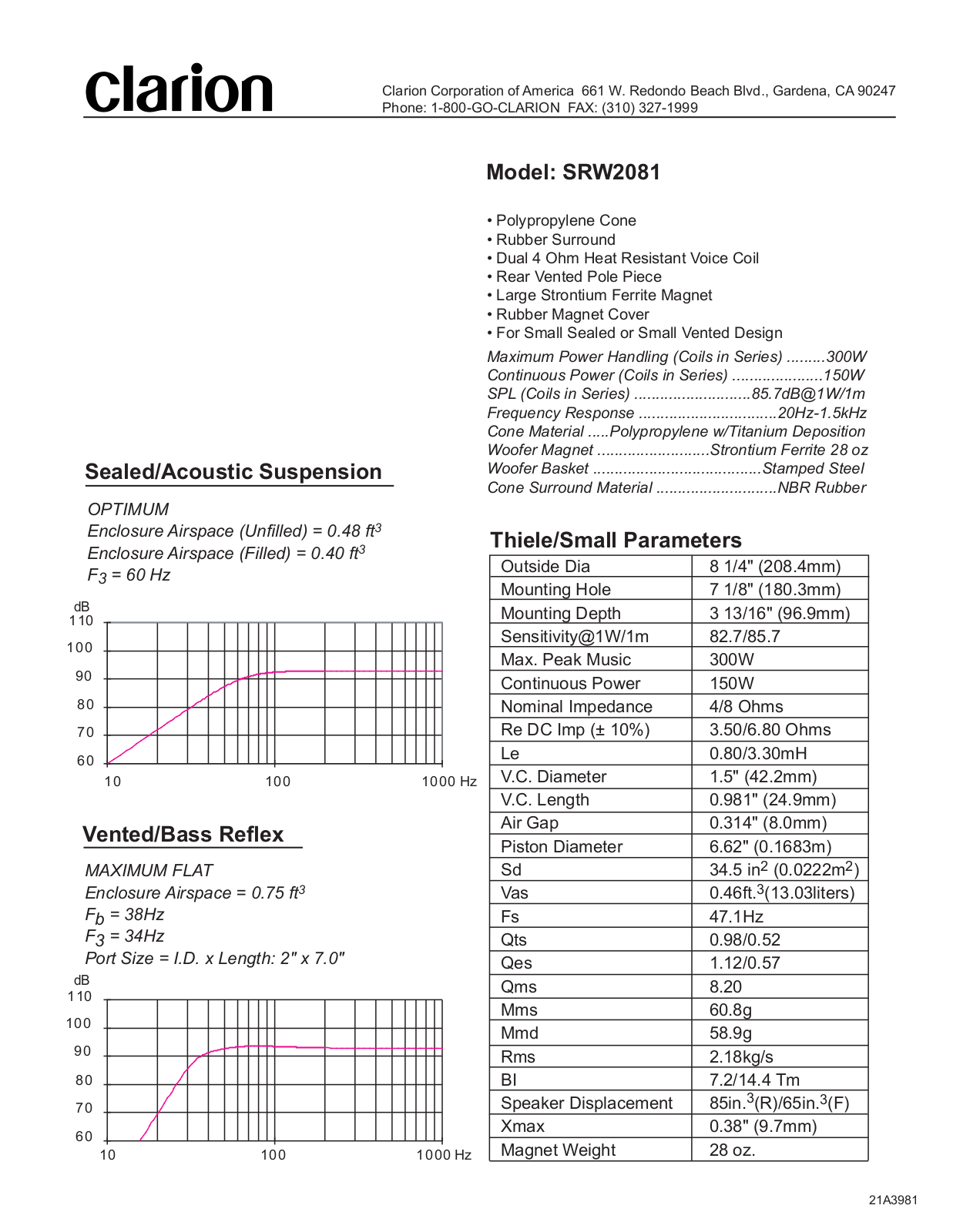 Clarion SRW2081 User Manual