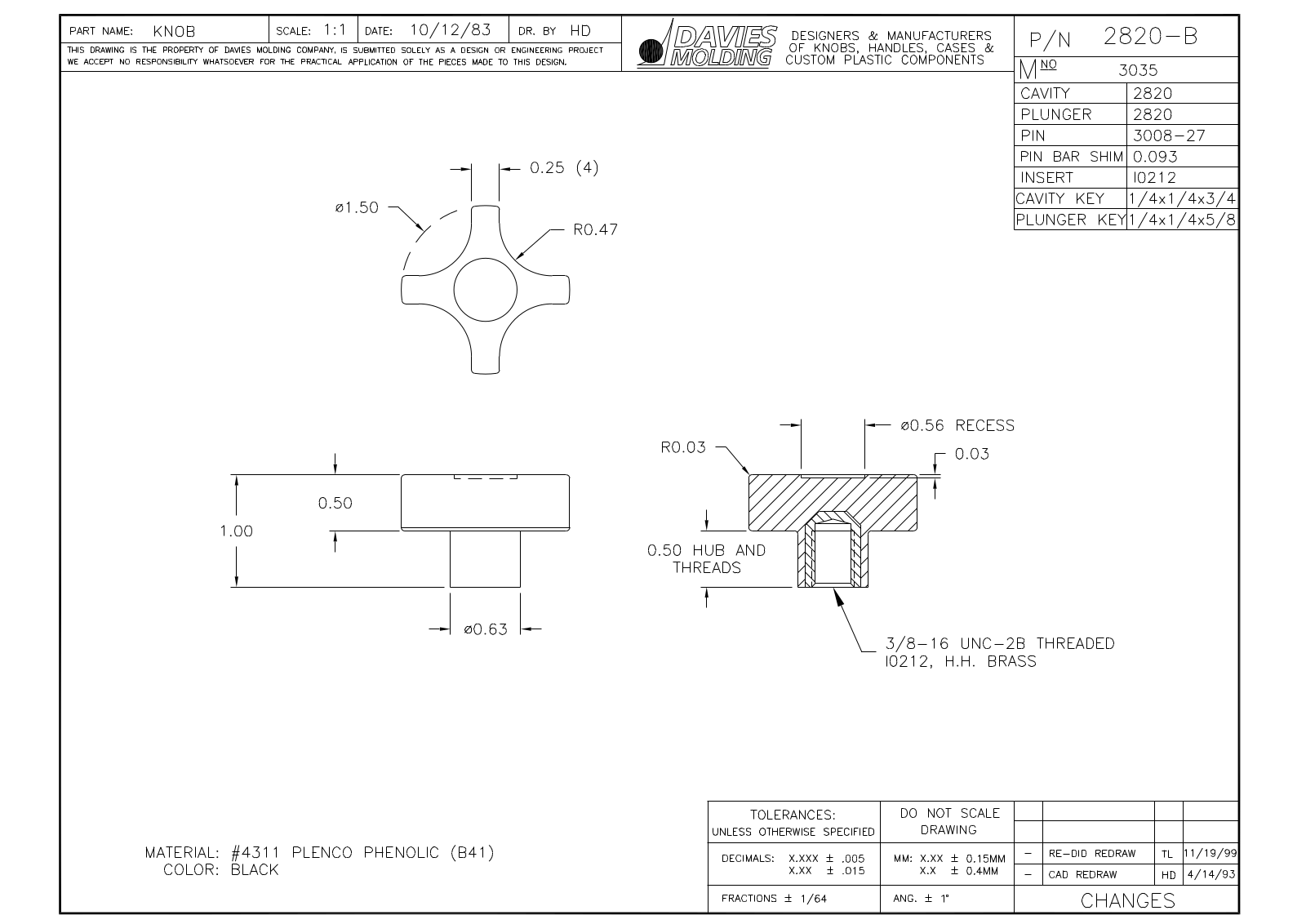 Davies Molding 2820-B Reference Drawing