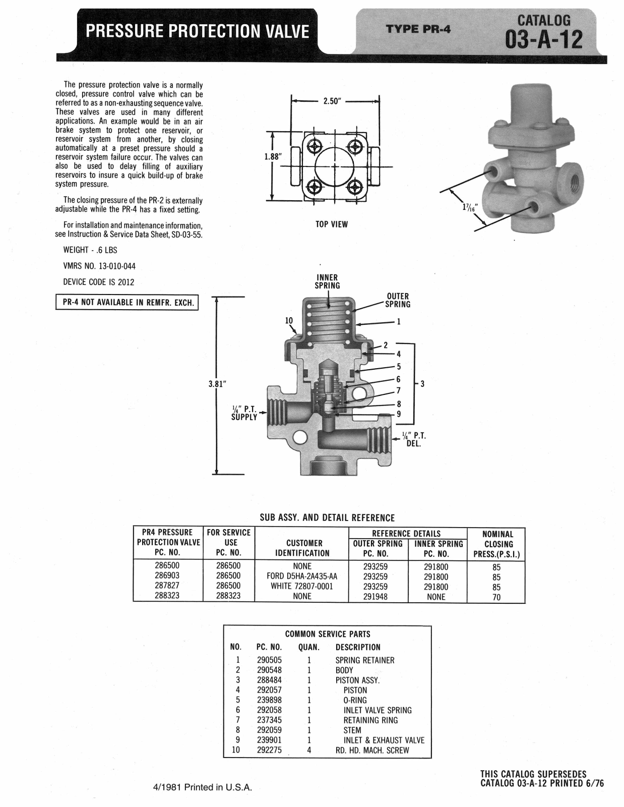 BENDIX 03-A-12 User Manual