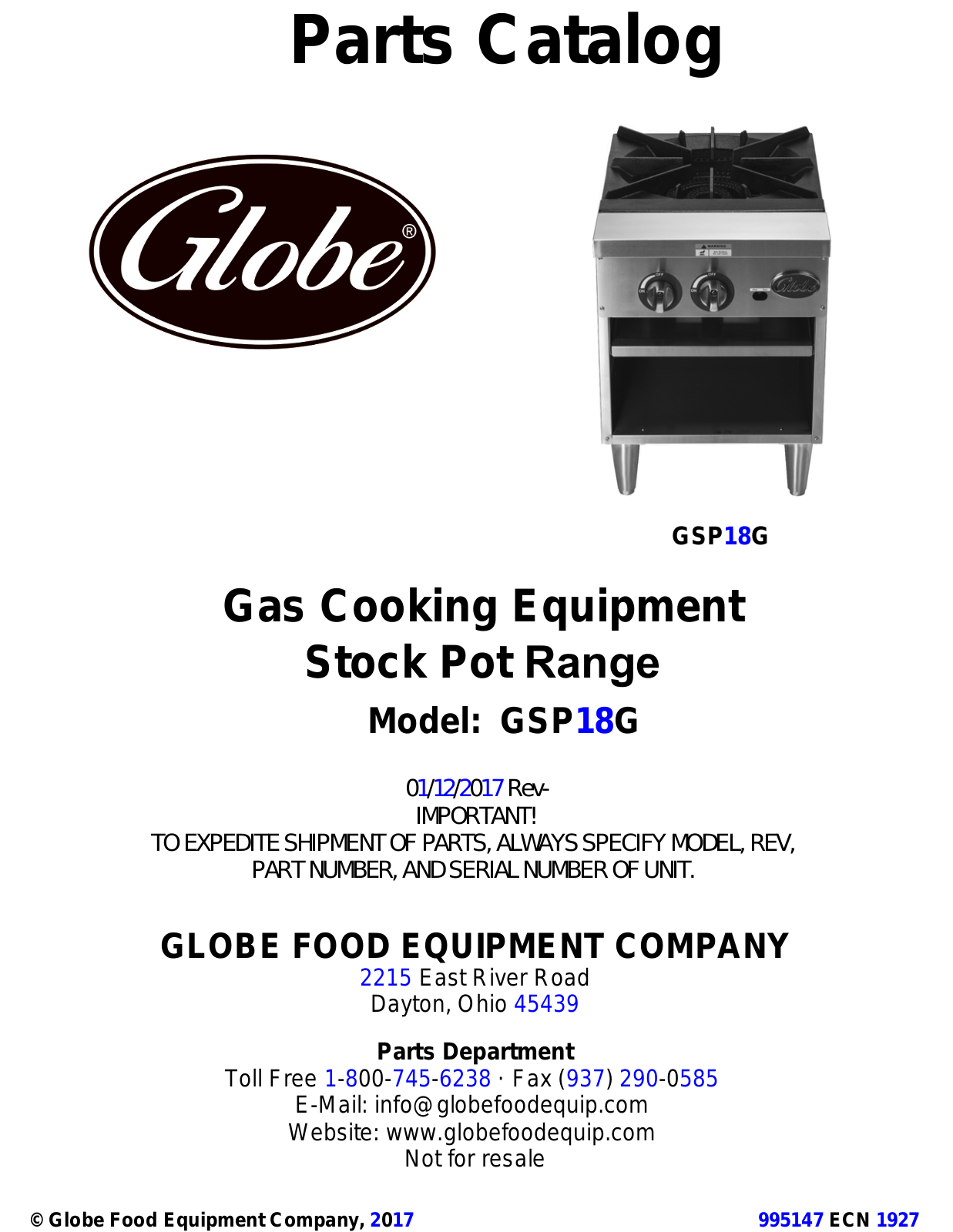 Globe GSP18G Parts Manual