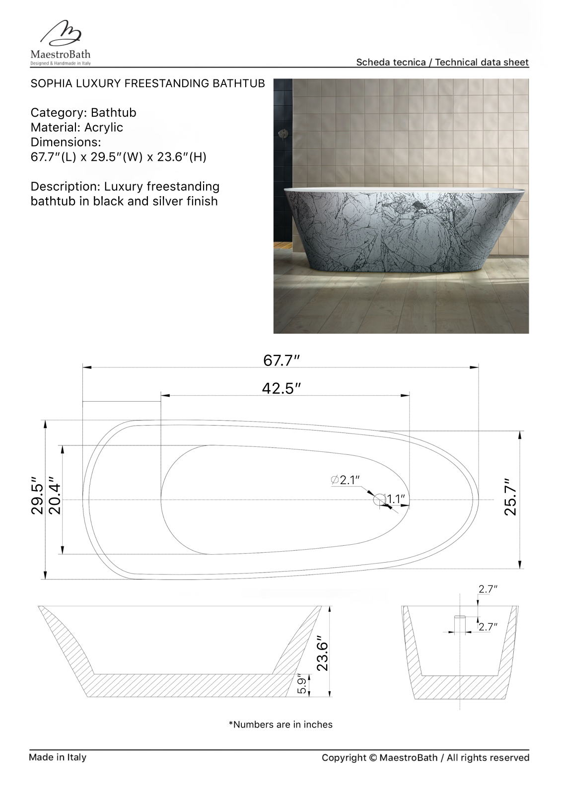 Maestro Bath NCWH1034 Specifications