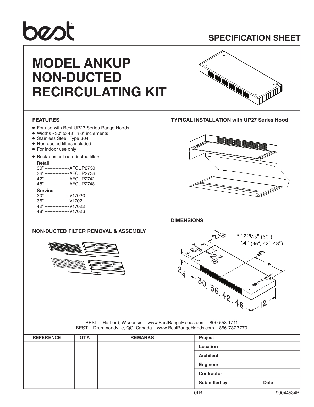 Best AFCUP2730, AFCUP2736, AFCUP2742, AFCUP2748 Specification Sheet - ManualMachine.com