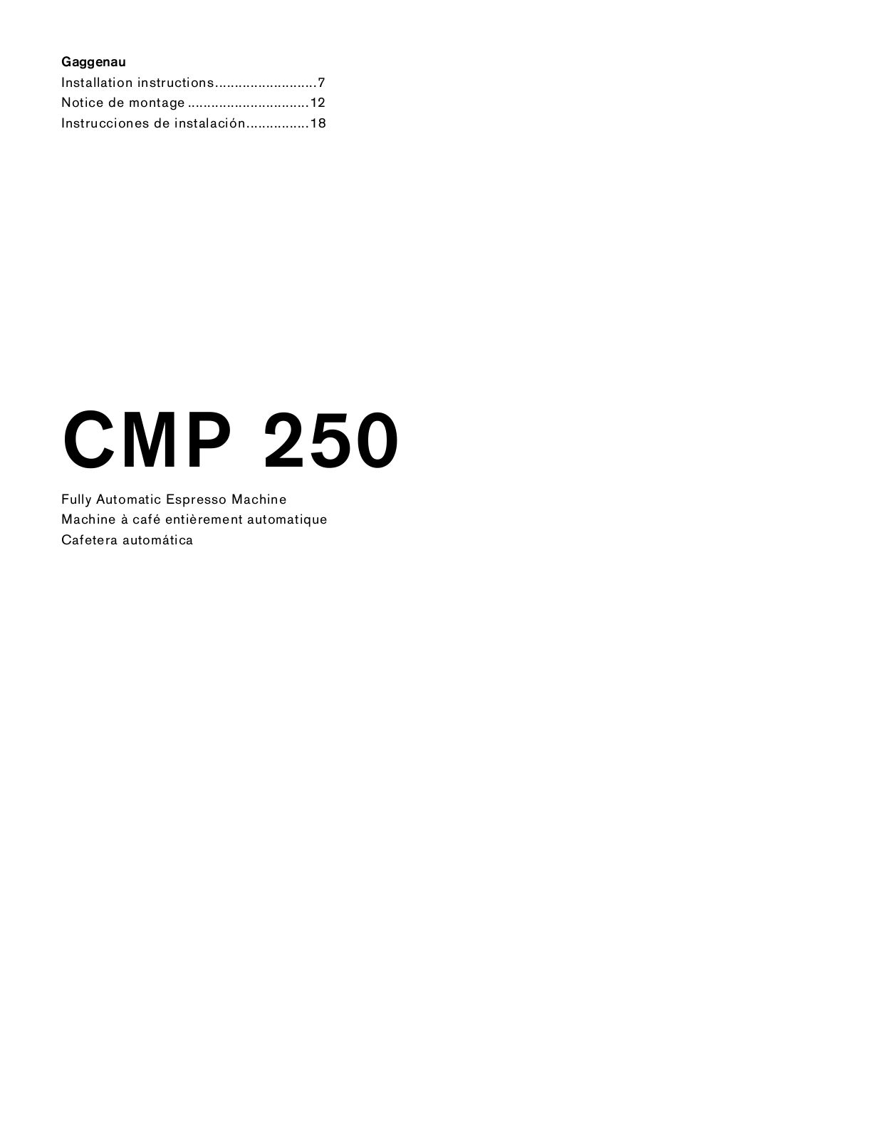 Gaggenau CMP250711 Installation manual