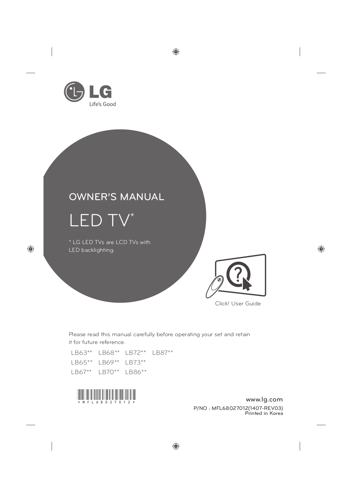 LG 42LB650V Operating Instructions
