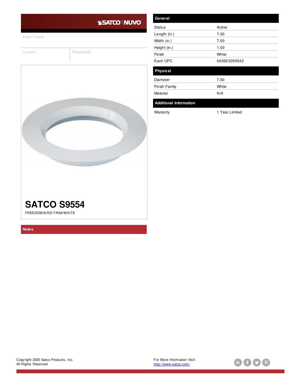 Satco KLR1087 Specifications - ManualMachine.com