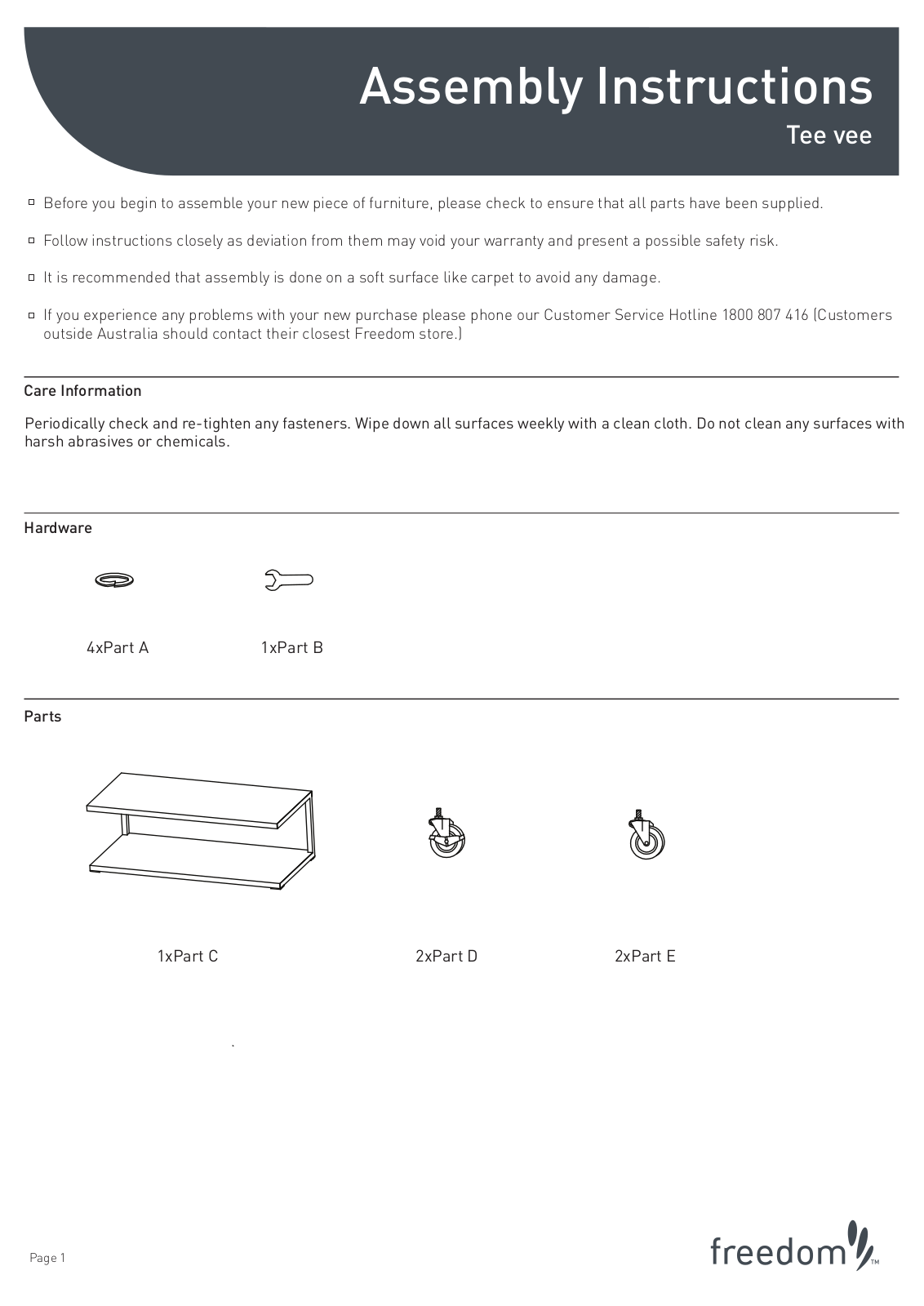 Freedom Tee Vee ETU Assembly Instruction