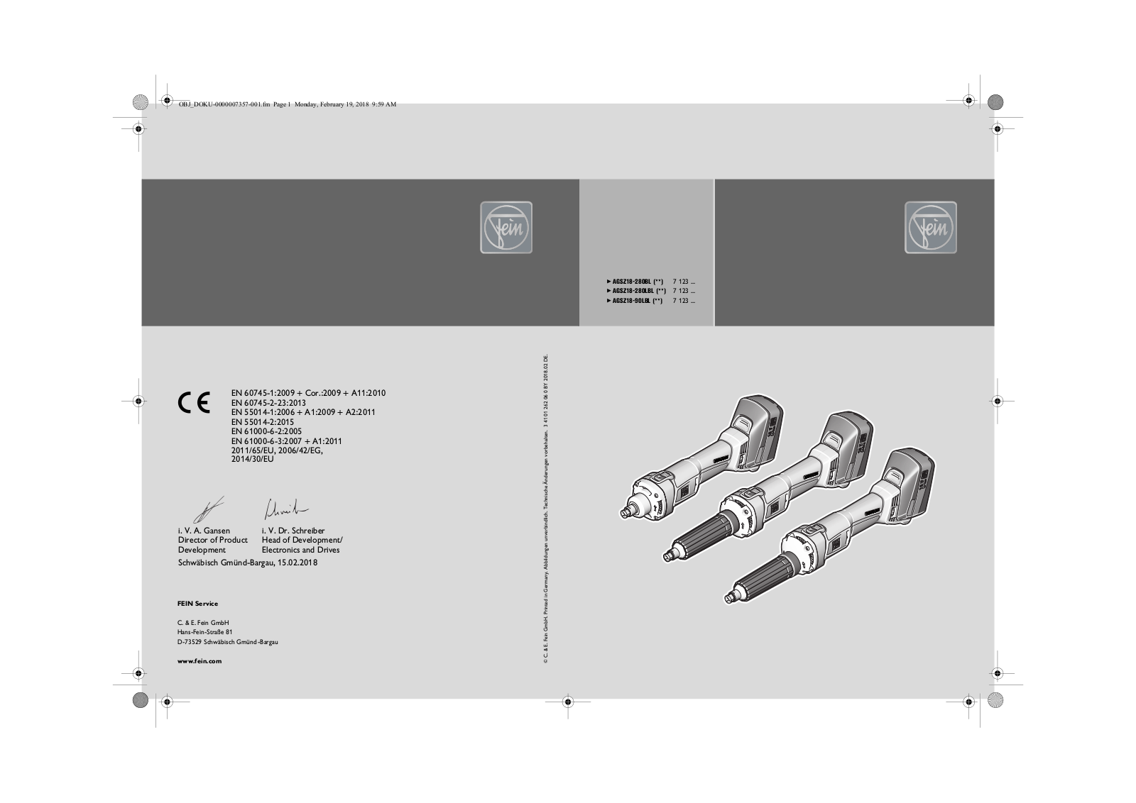 Fein 71230162000 Service Manual