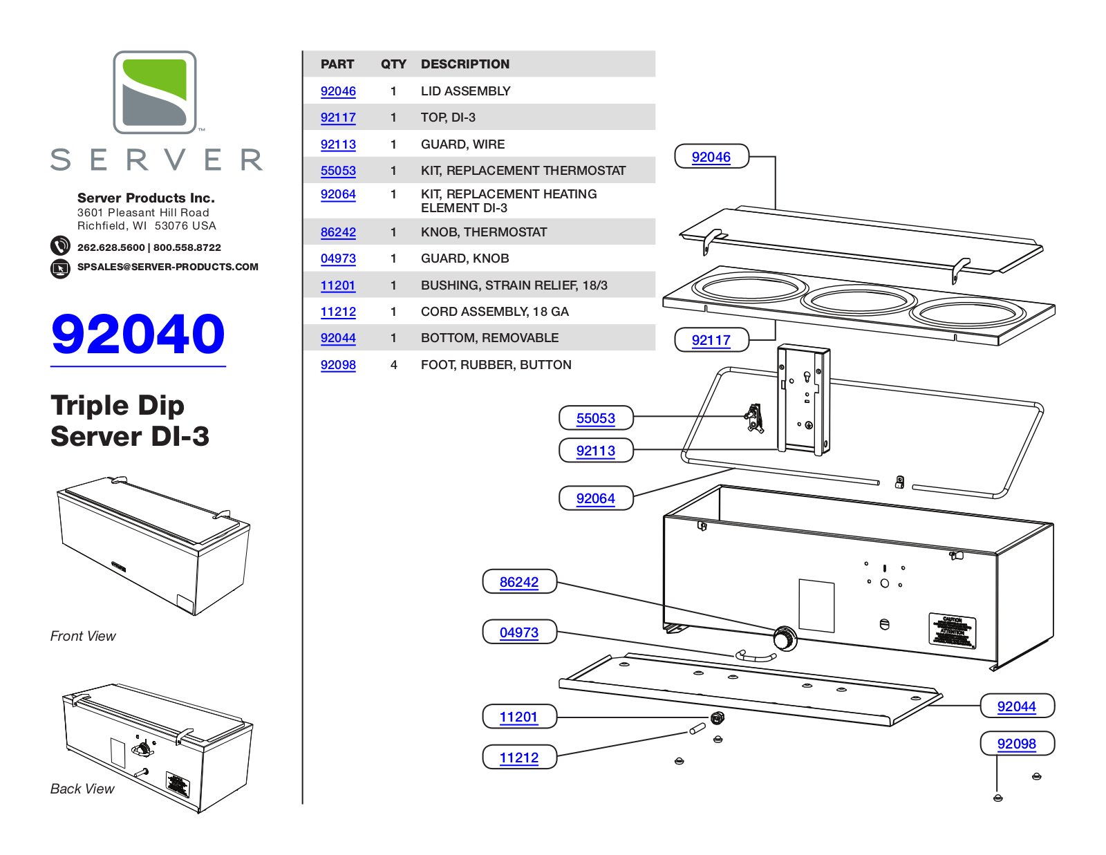 Server 92040 Parts Manual