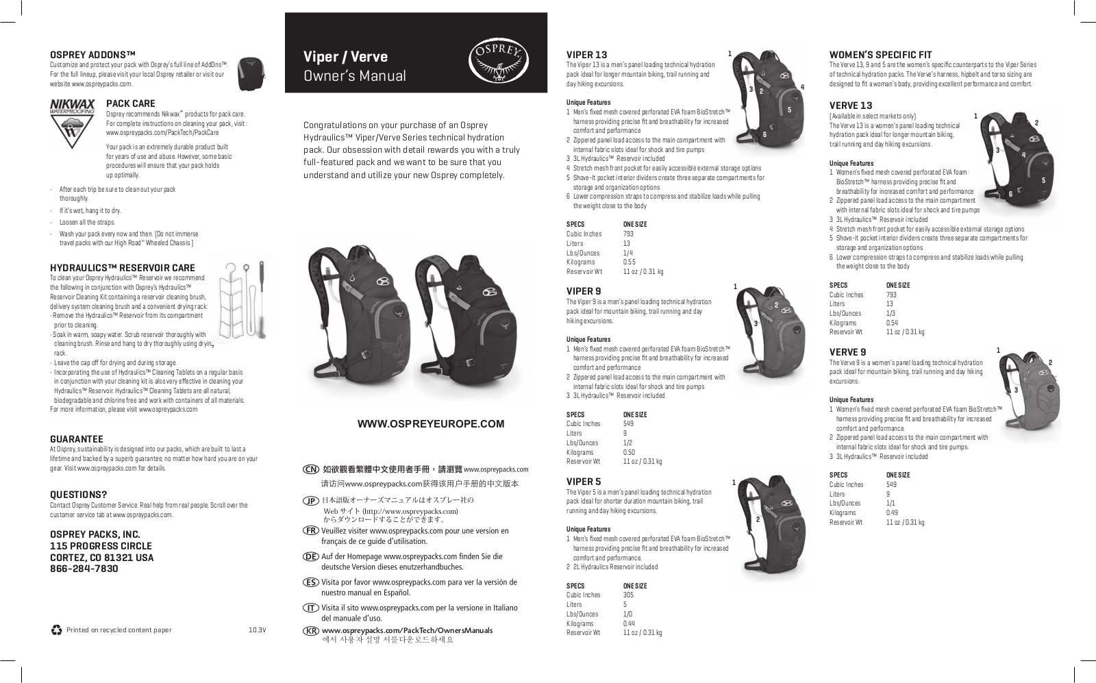 Osprey VERVE 5 User Manual