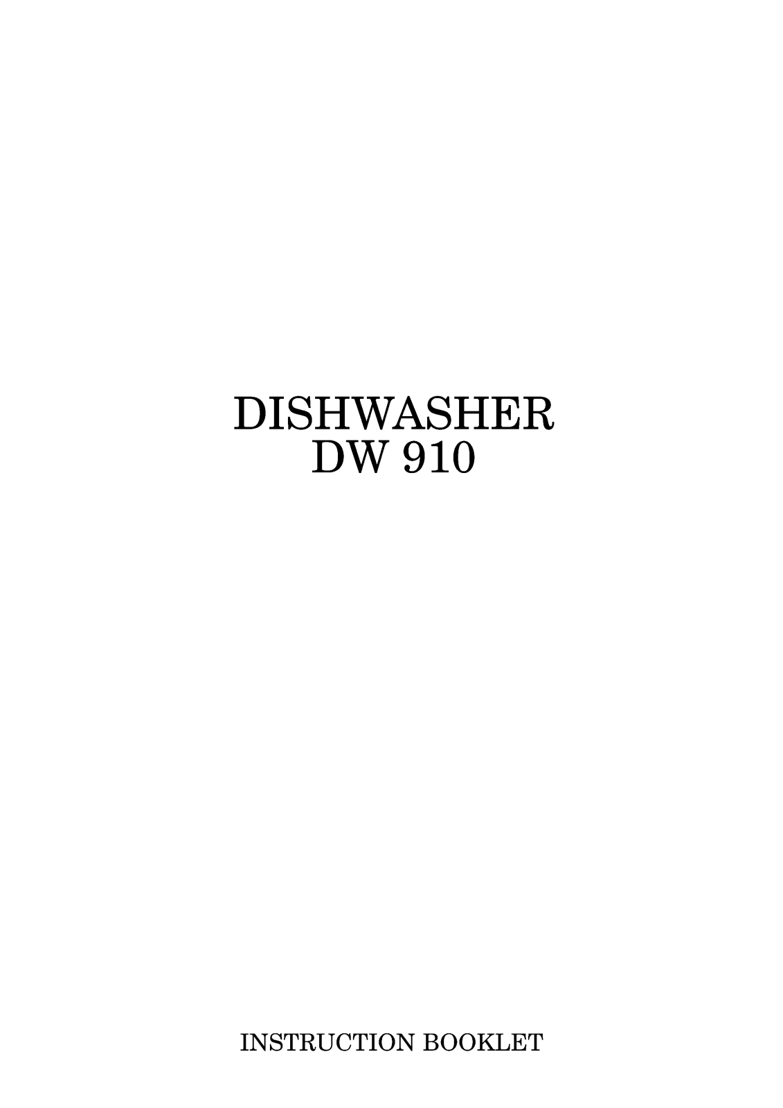 Zanussi DW910TCR User Manual