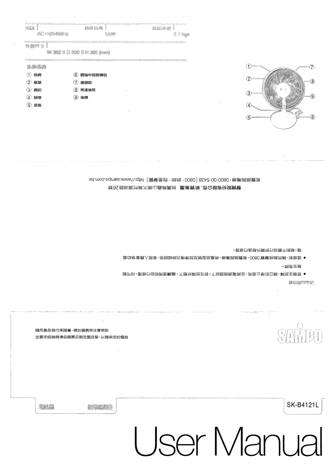 SAMPO SK-B4121L User Manual