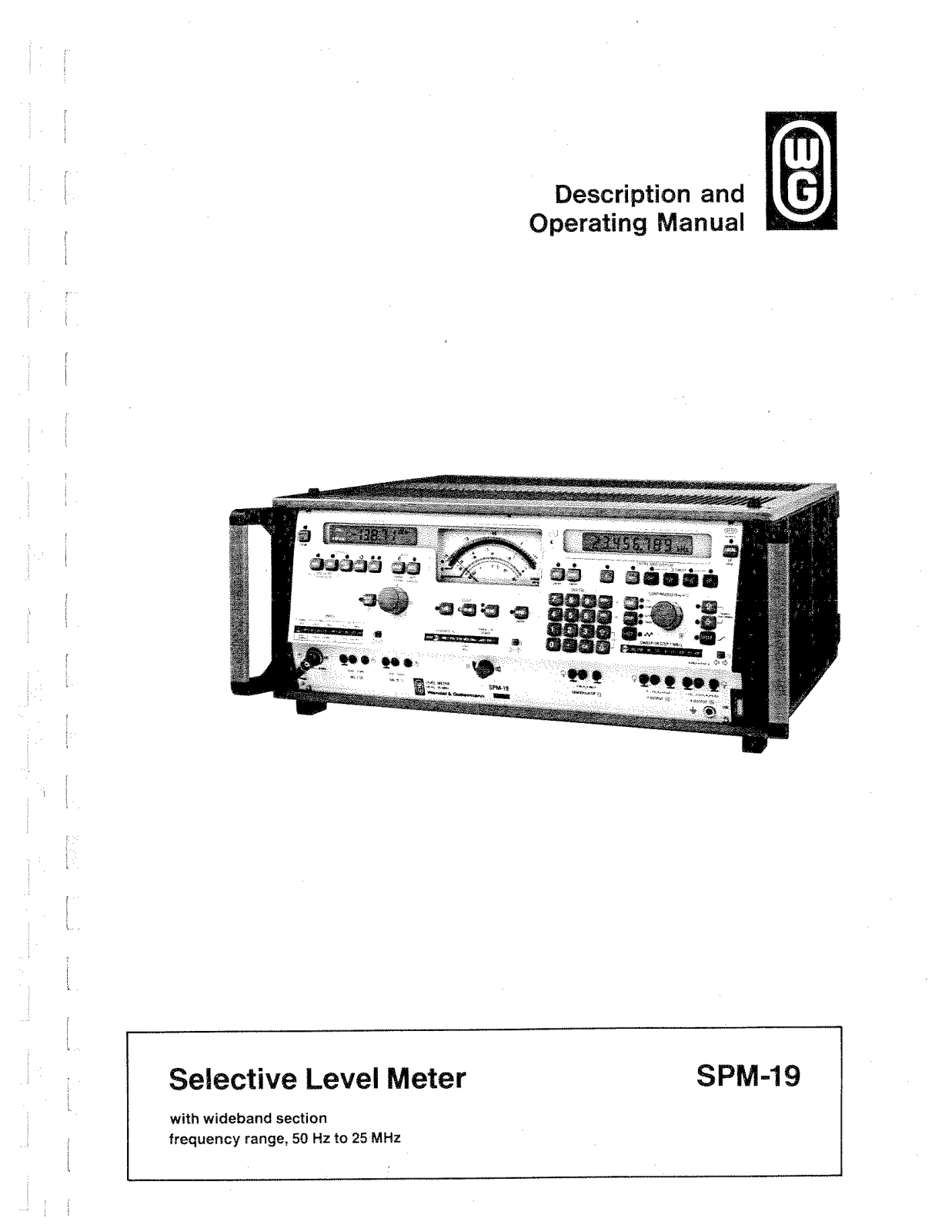 Wandel & Goltermann SPM-19 User Manual