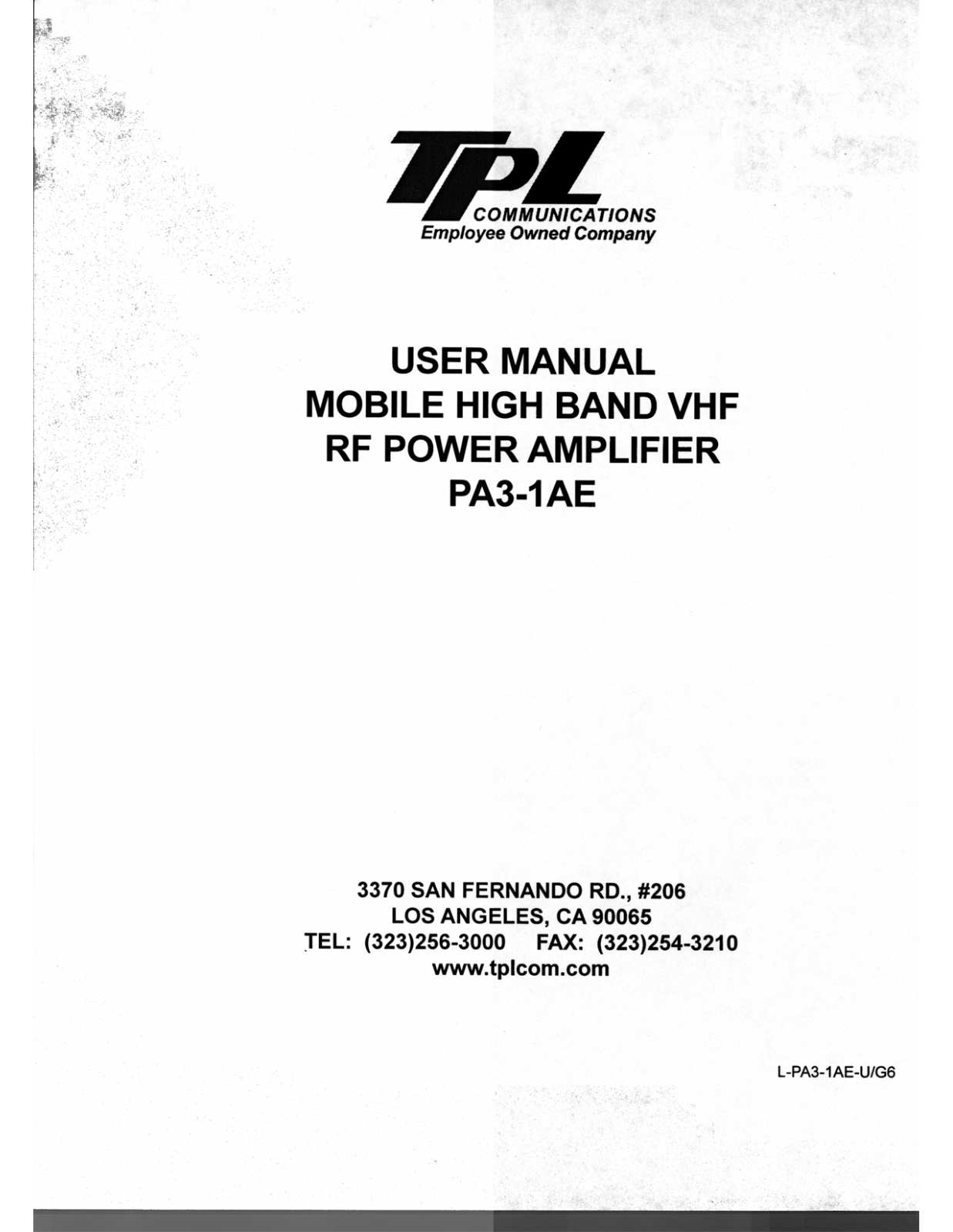 TPL Communications 31AE User Manual