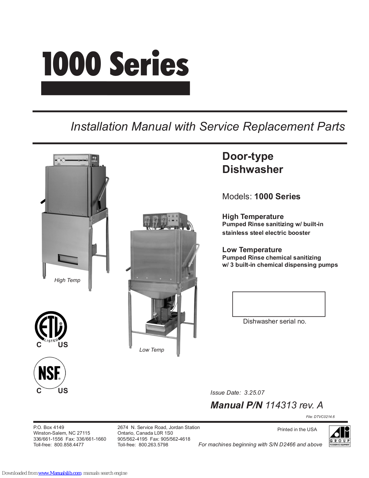 Champion MD-1000HT, MD-1000LT, 1000 Series HT, 1000 Series LT Installation Manual