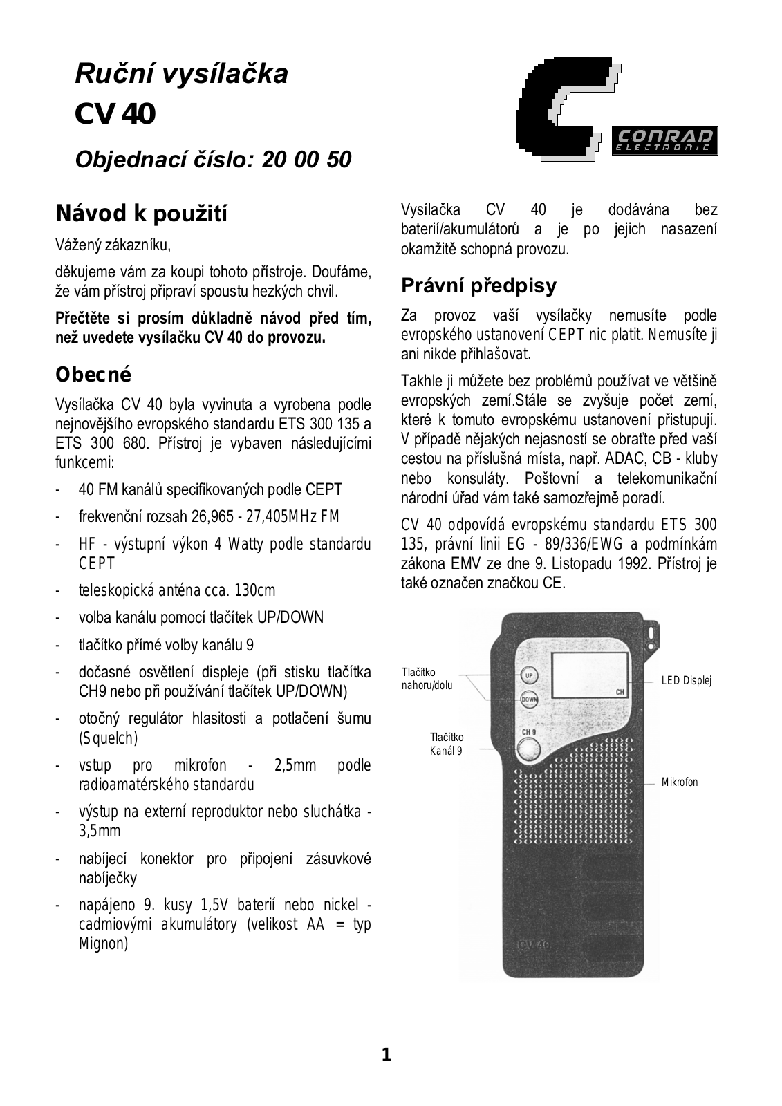 Conrad CV 40 User Manual