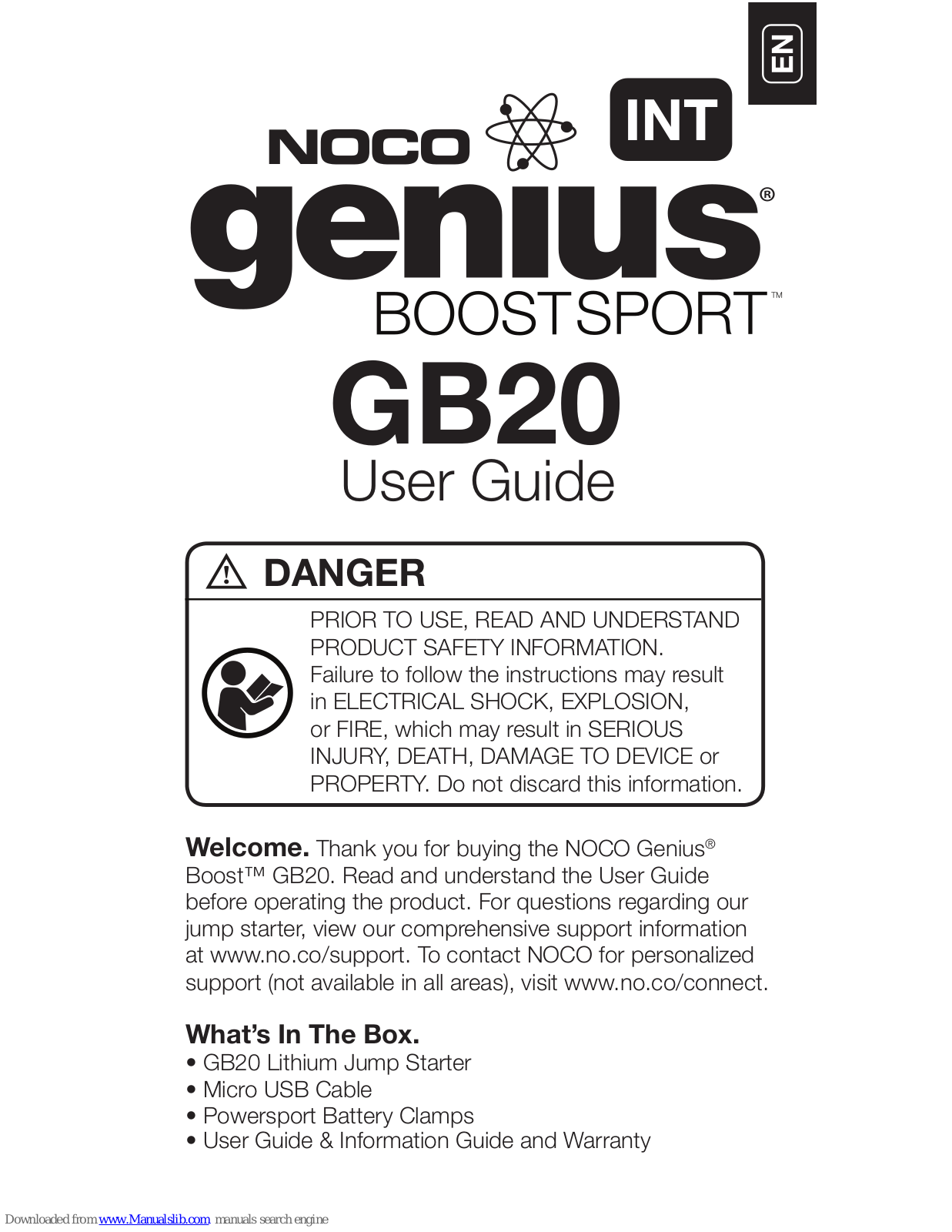 NOCO Genius Boostsport GB20 User Manual