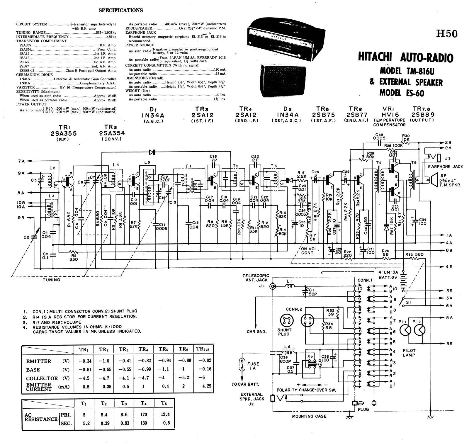 Hitachi ES-60, TM-816U Cirquit Diagram