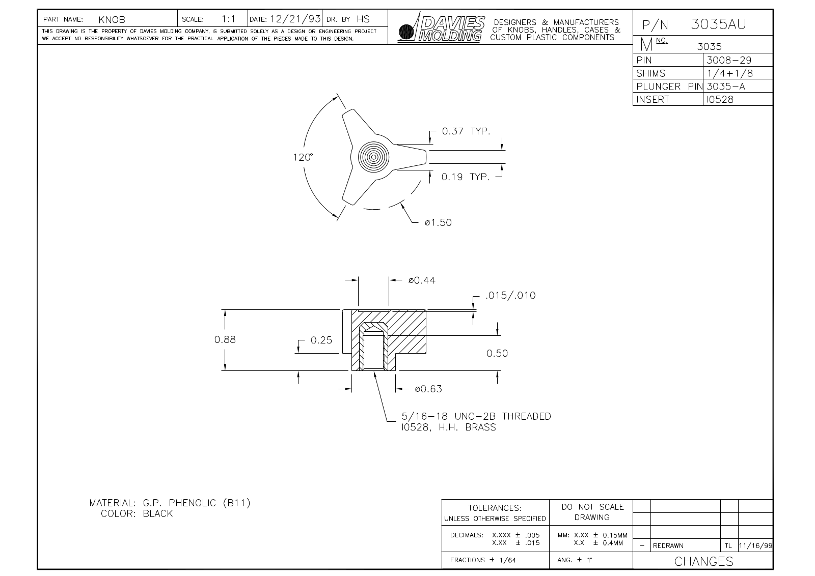 Davies Molding 3035AU Reference Drawing