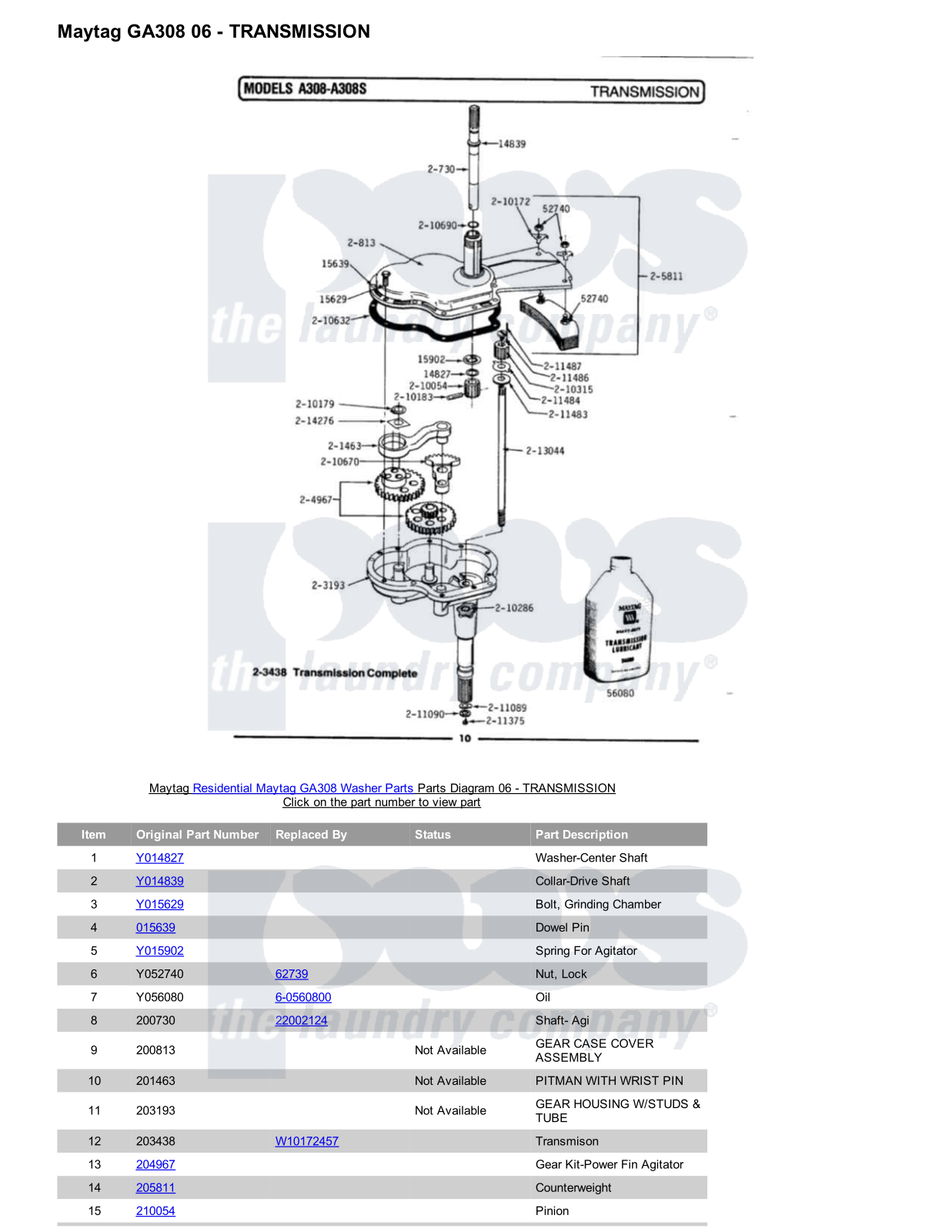 Maytag GA308 Parts Diagram