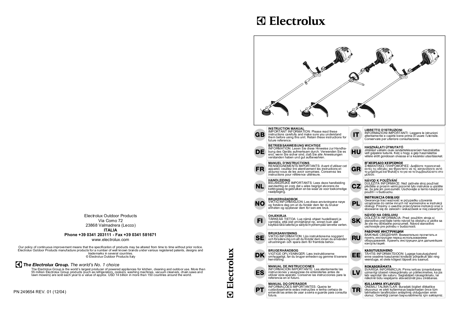 Electrolux B 290 BX, B 291 TNG, B 290, B 251, B 291 Manual