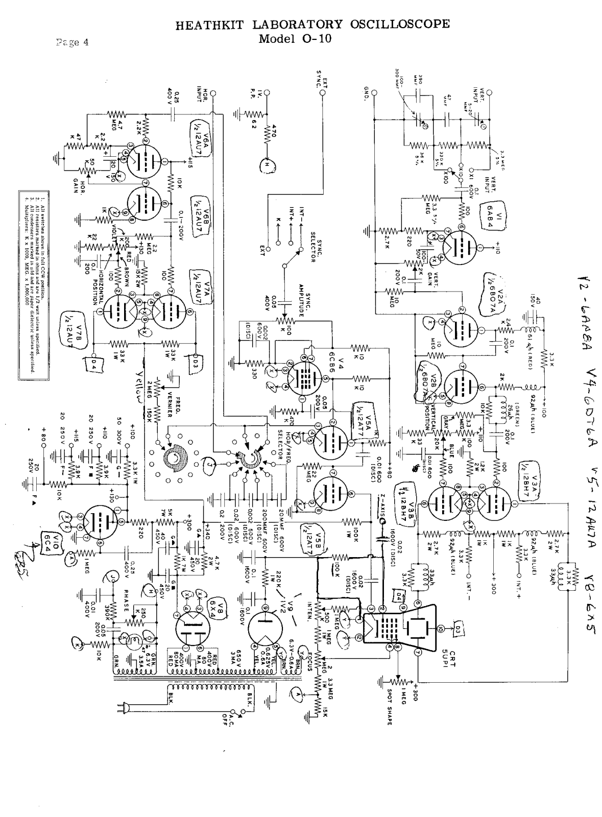 Heath Company O-10 Schematic