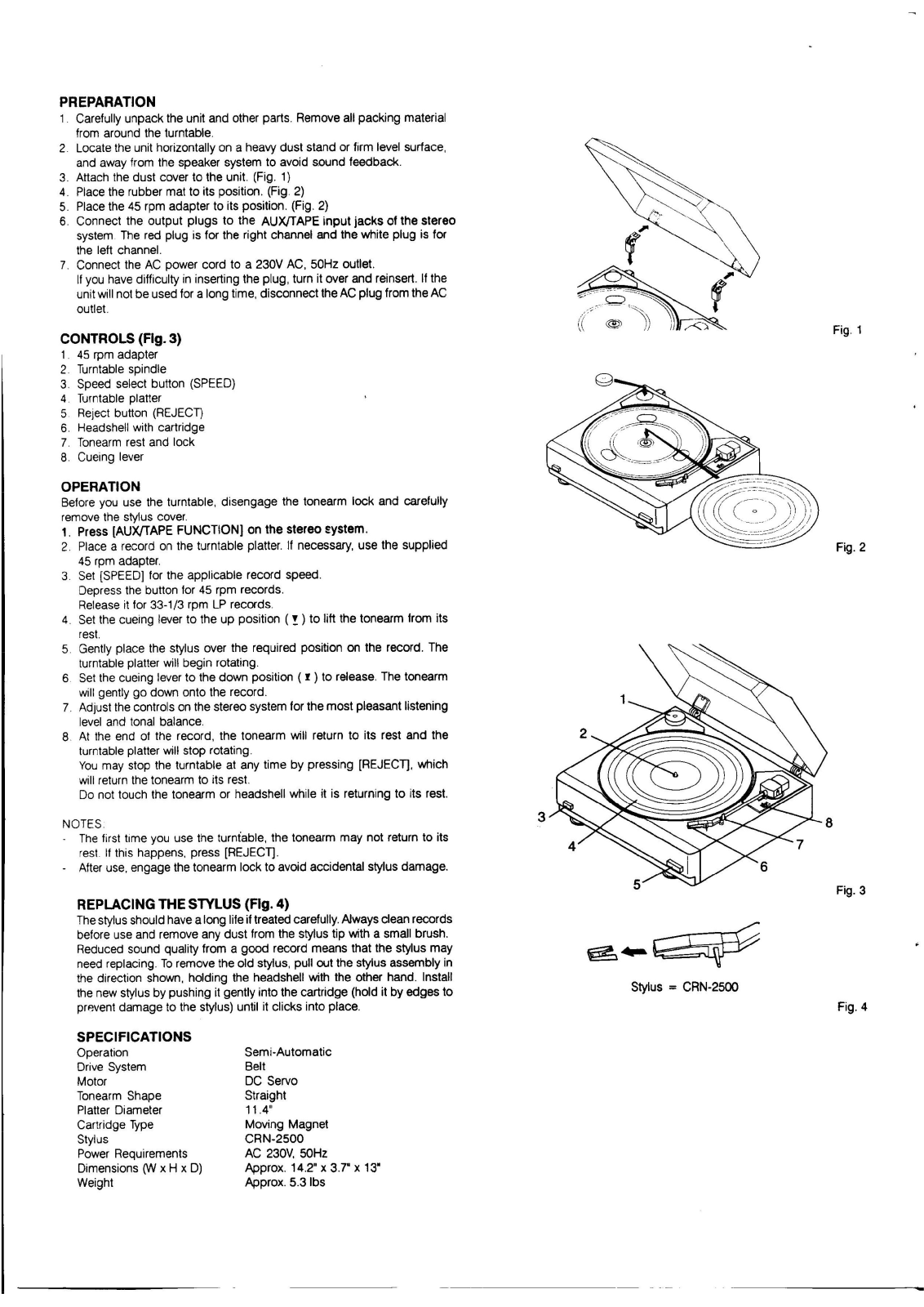 Lenco L-3806 Owners manual