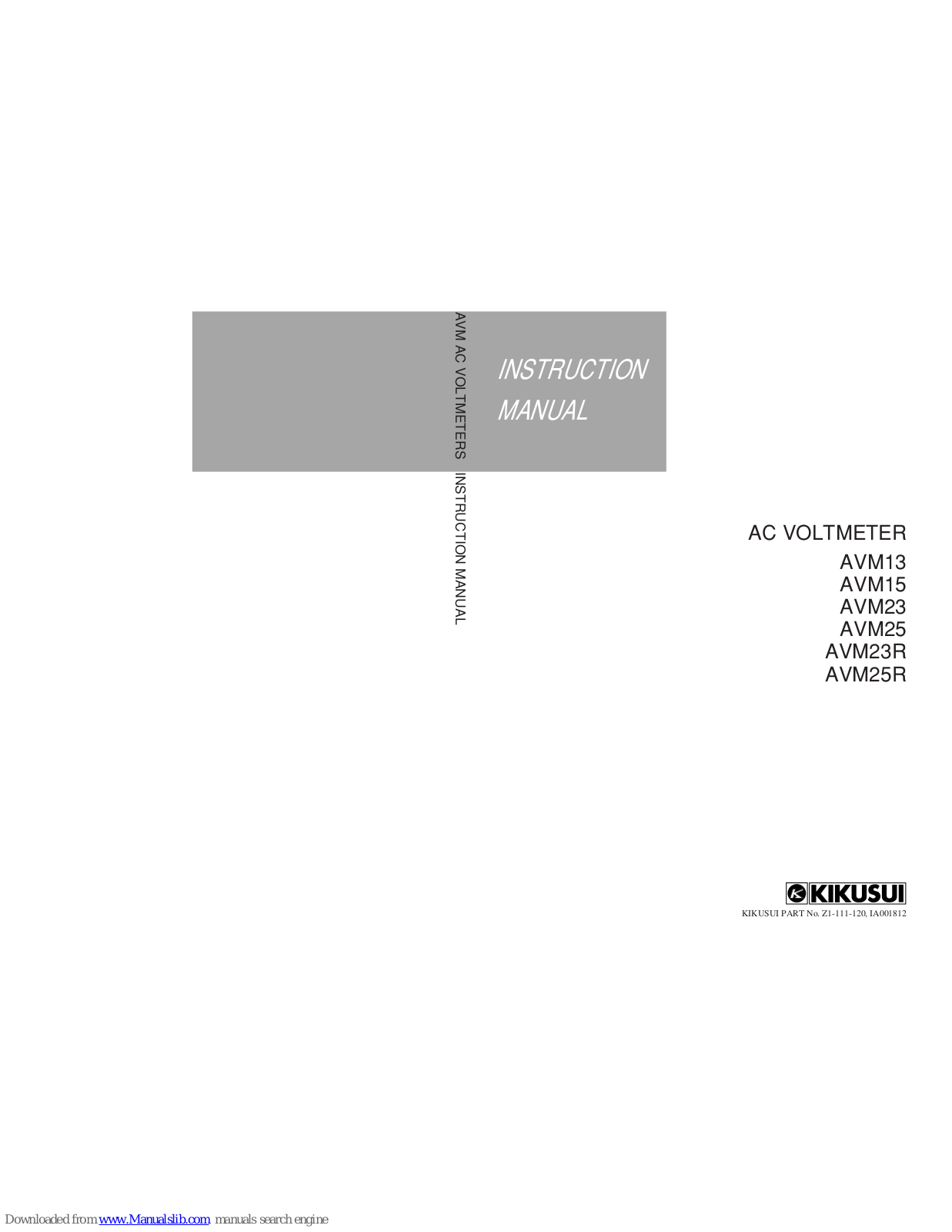 Kikusui AVM13, AVM23, AVM25, AVM23R, AVM25R Instruction Manual